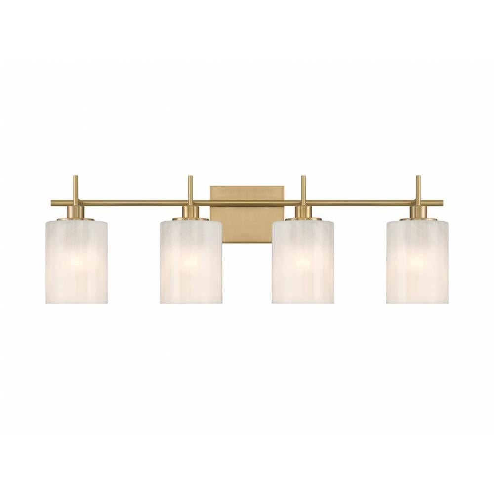 4-Light Bathroom Vanity Light in Natural Brass
