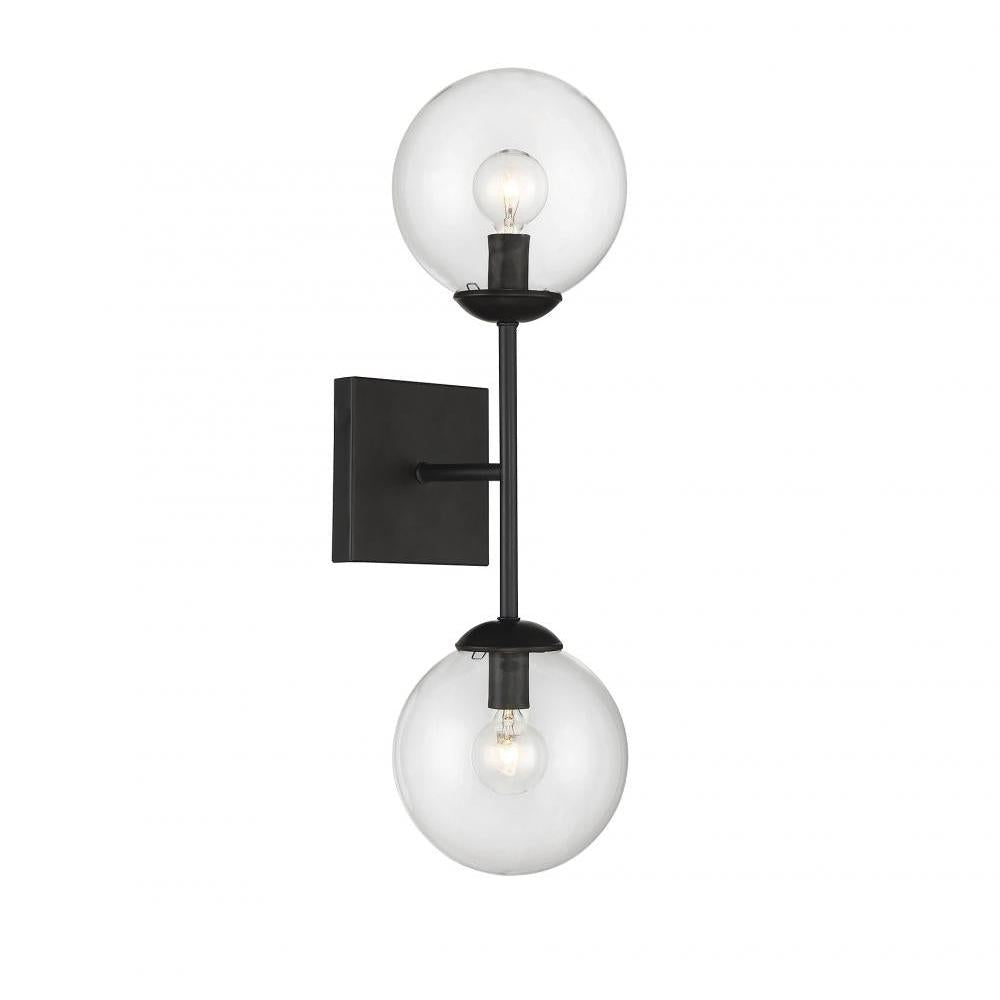 2-Light Wall Sconce in Black