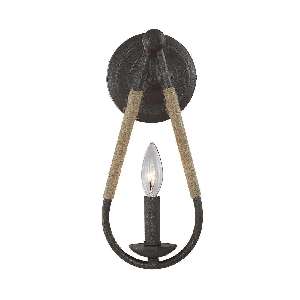 1-Light Wall Sconce in Rusty Nail with Rope