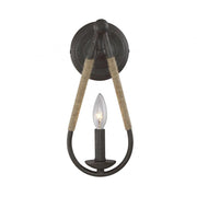 1-Light Wall Sconce in Rusty Nail with Rope