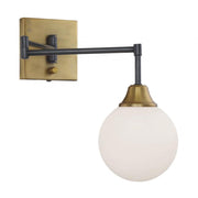 1-Light Adjustable Wall Sconce in Oiled Rubbed Bronze with Natural Brass