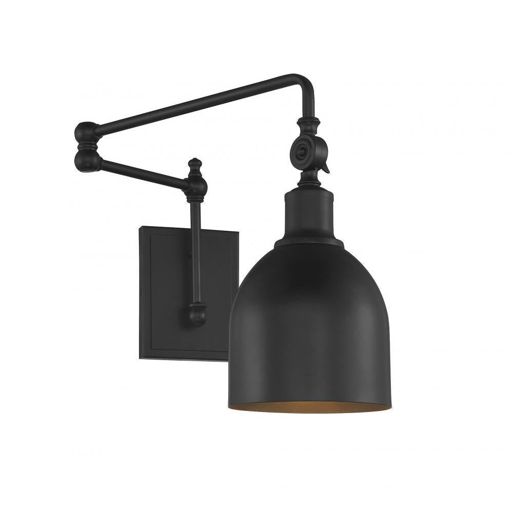 1-Light Adjustable Wall Sconce in Matte Black