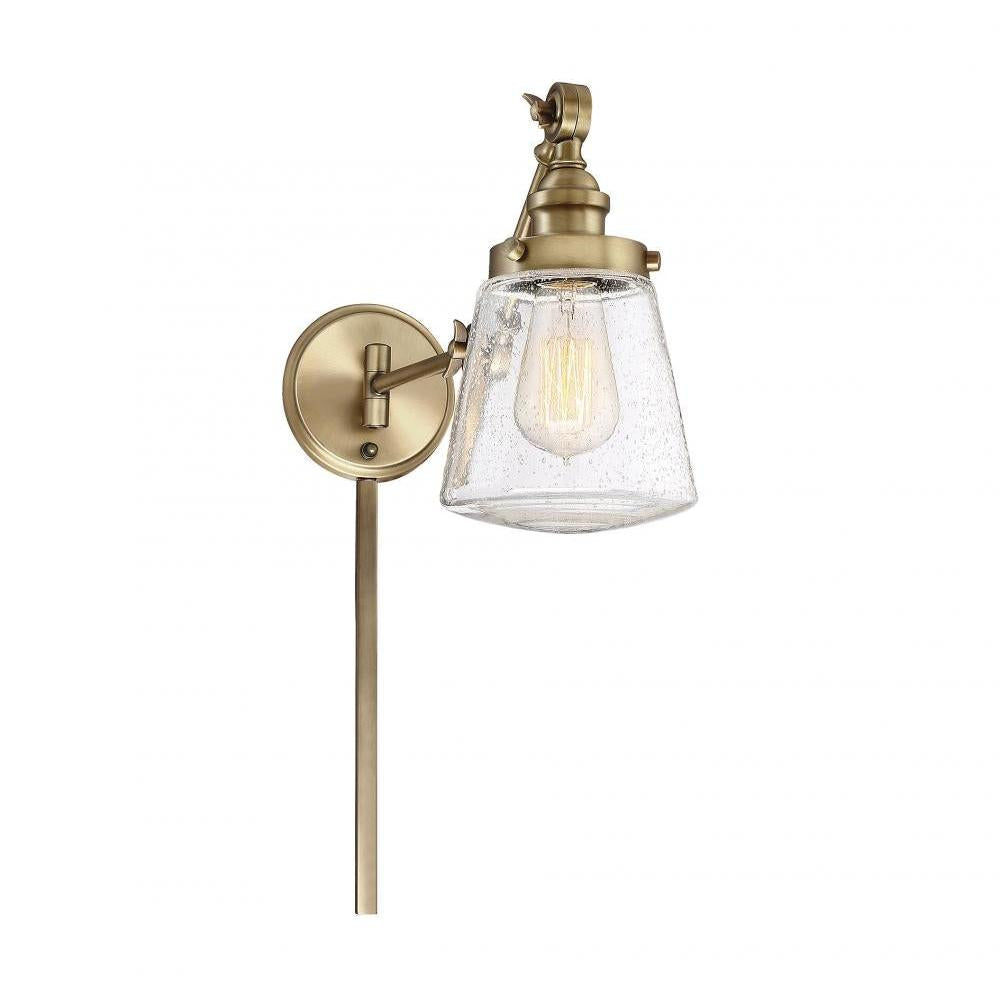 1-Light Adjustable Wall Sconce in Natural Brass