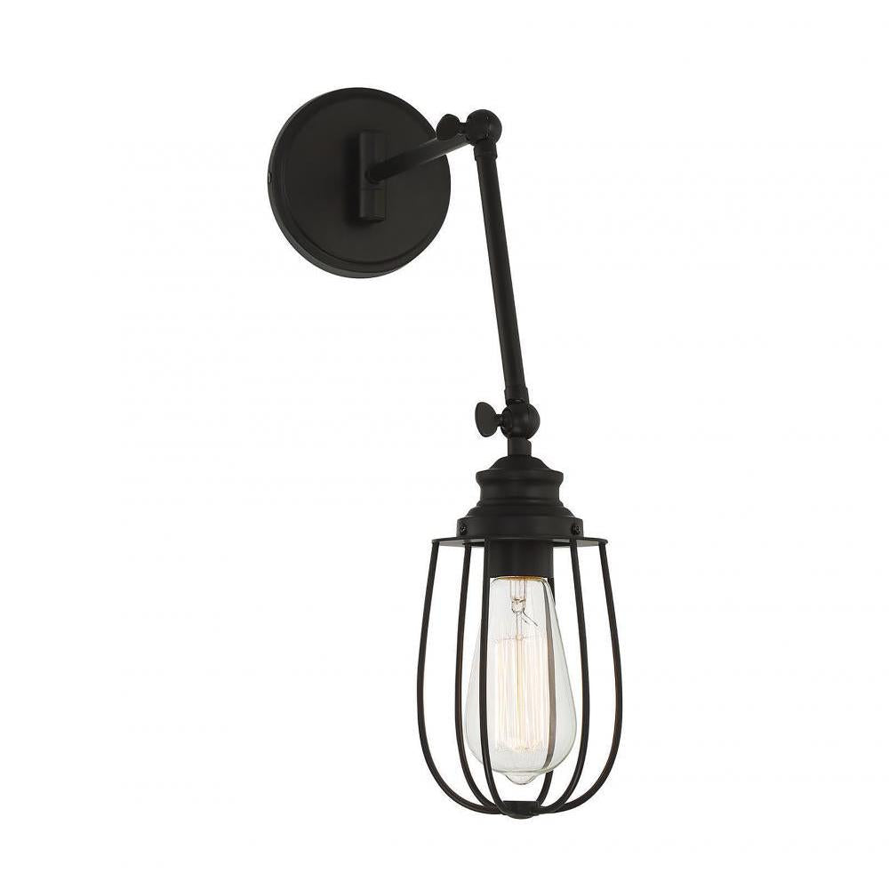 1-Light Adjustable Wall Sconce in Matte Black