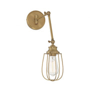 1-Light Adjustable Wall Sconce in Natural Brass