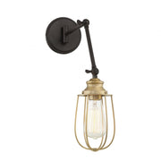 1-Light Adjustable Wall Sconce in Oil Rubbed Bronze with Natural Brass