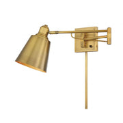 1-Light Adjustable Wall Sconce in Natural Brass