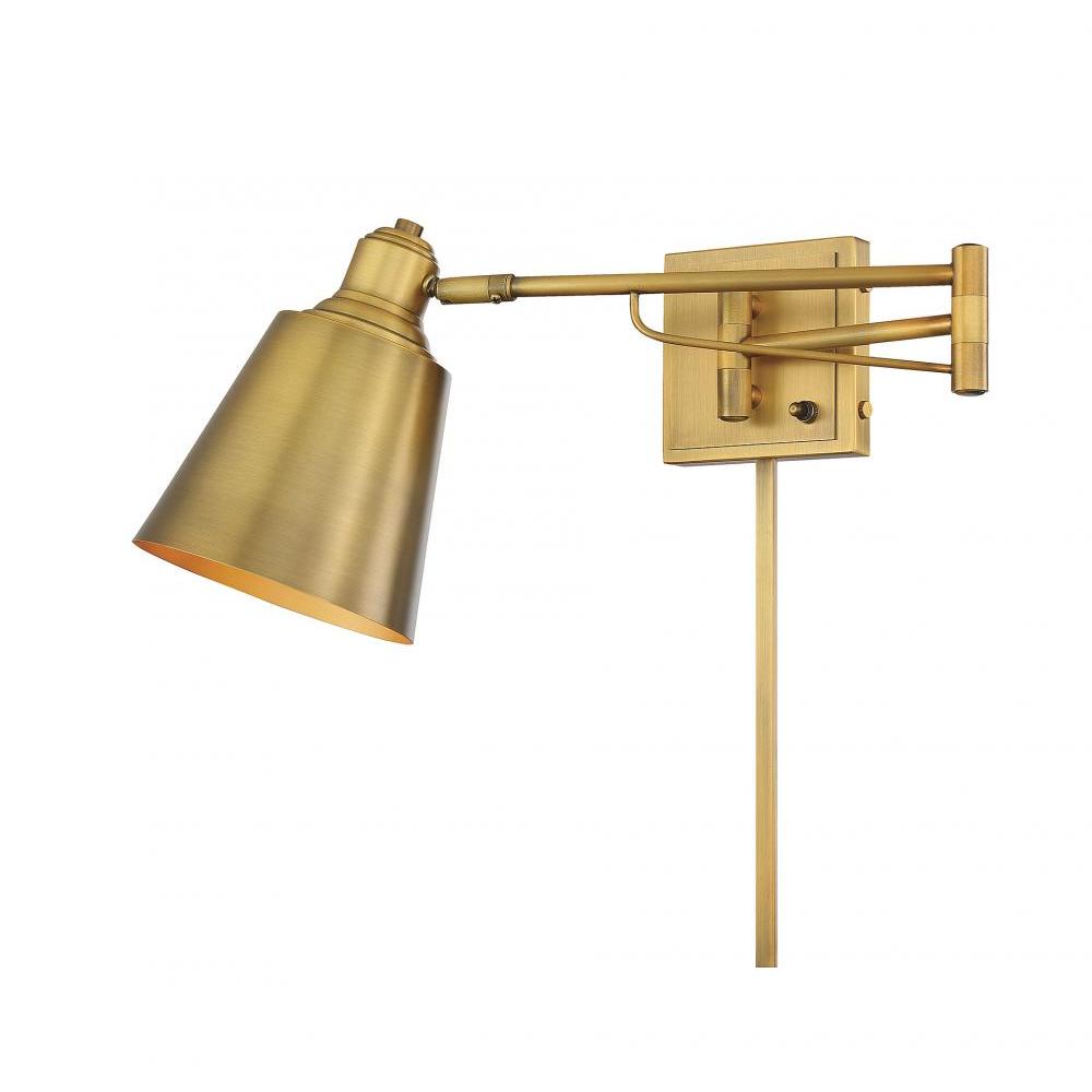 1-Light Adjustable Wall Sconce in Natural Brass