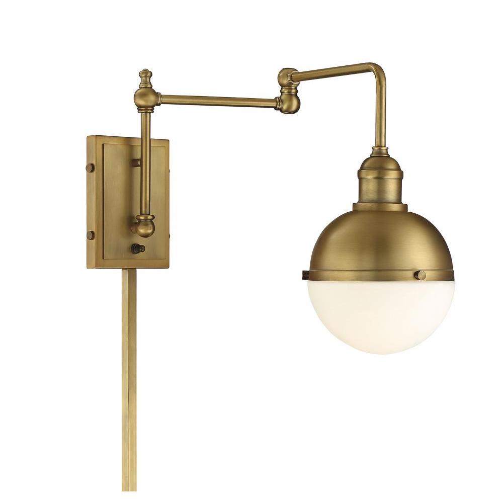 1-Light Adjustable Wall Sconce in Natural Brass