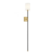 1-Light Wall Sconce in Black with Natural Brass Accents