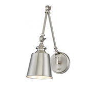 1-Light Adjustable Wall Sconce in Brushed Nickel (Set of 2)
