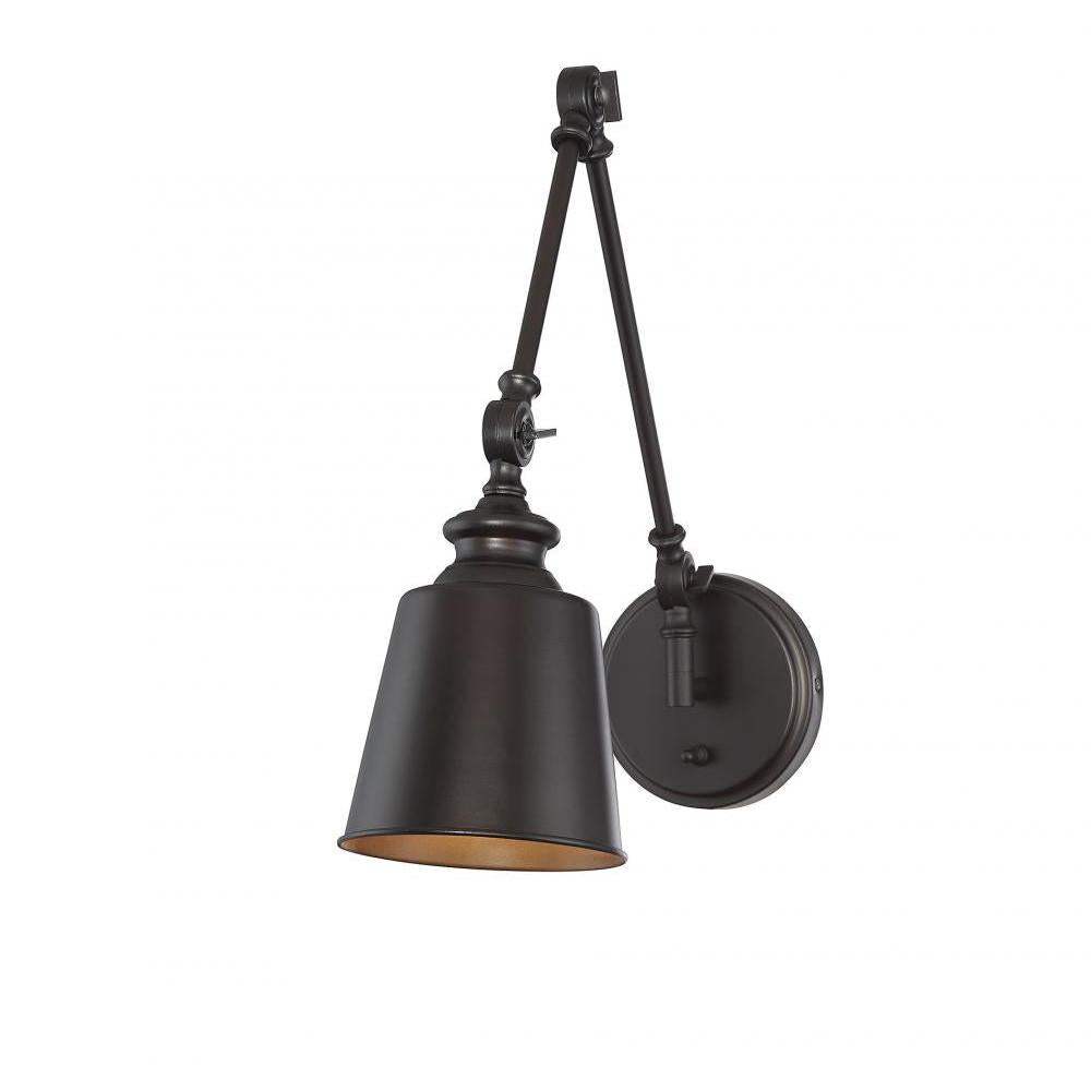 1-Light Adjustable Wall Sconce in Oil Rubbed Bronze (Set of 2)