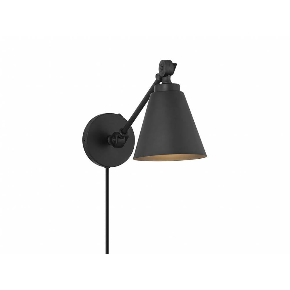 1-Light Wall Sconce in Matte Black (Set of 2)