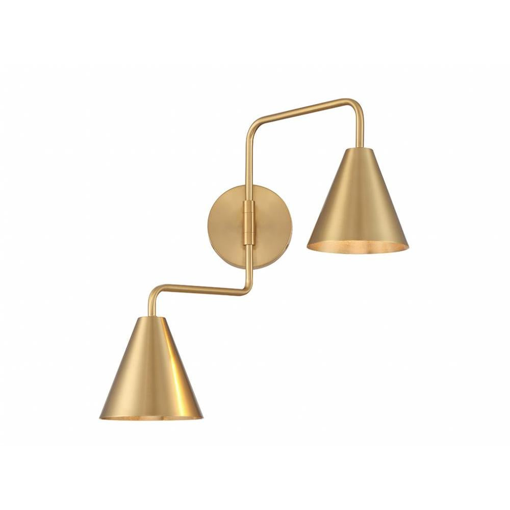 2-Light Adjustable Wall Sconce in Natural Brass