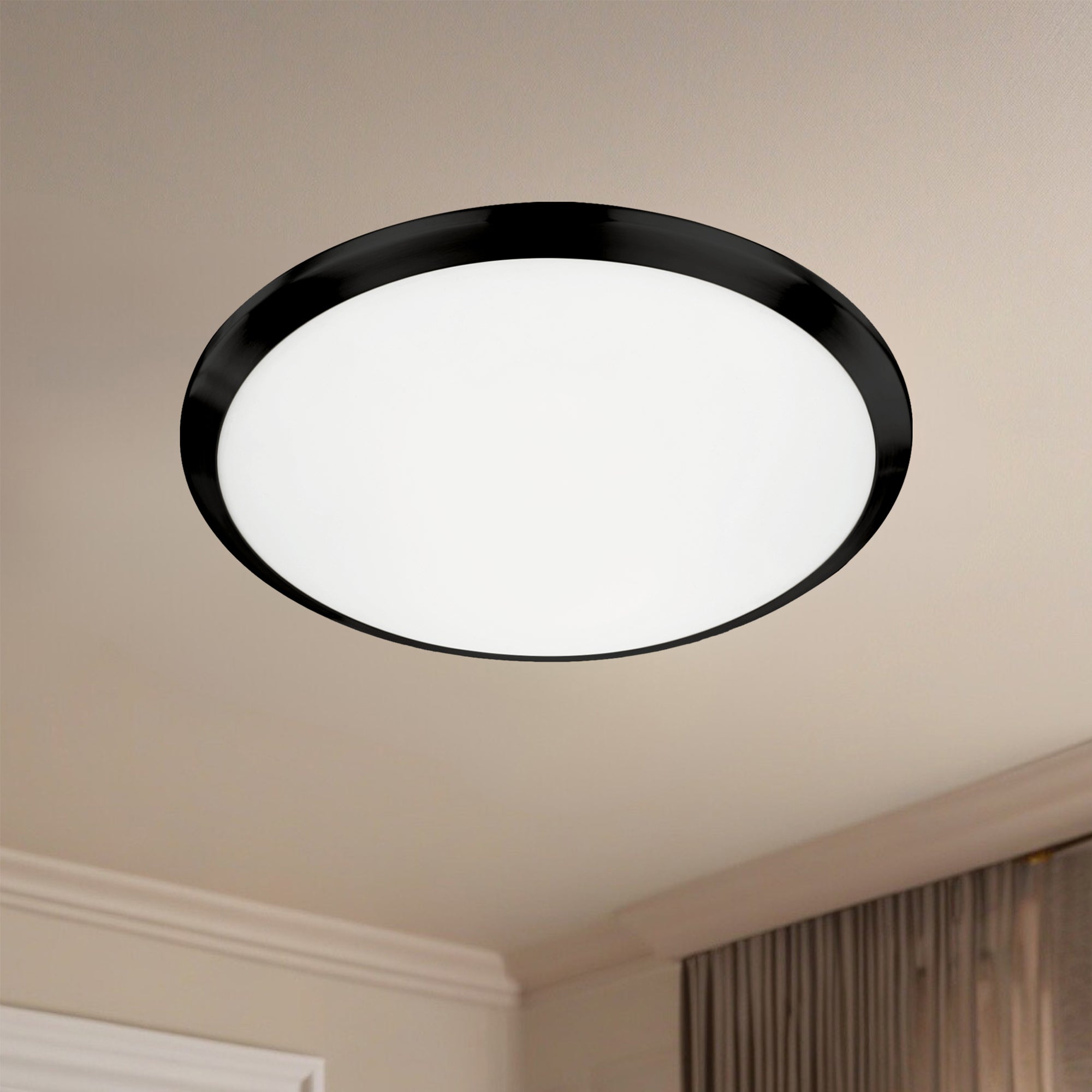 Malta 12-in Black LED Flush Mount