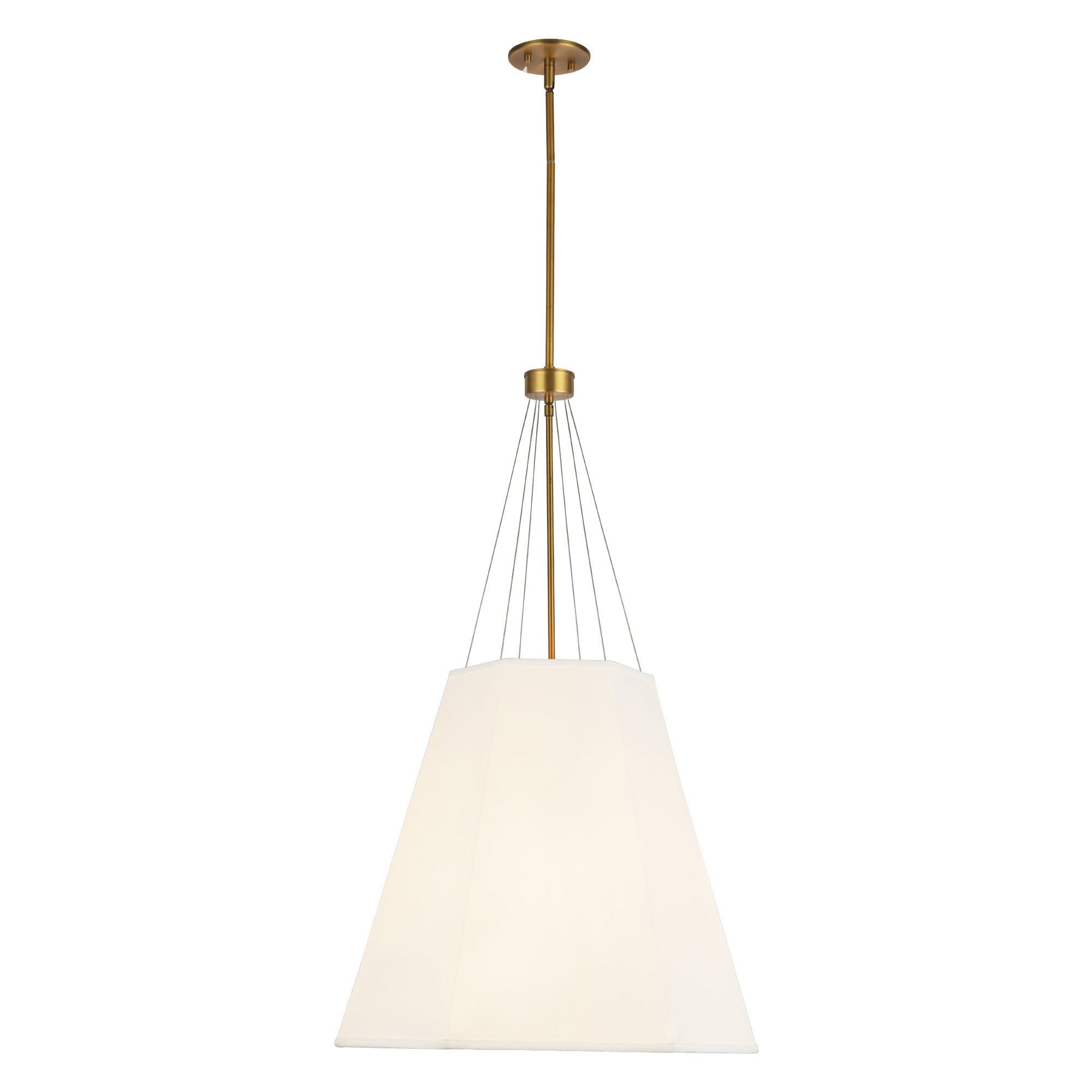 Manila 22-in Aged Gold/White Linen 3 Lights Pendant