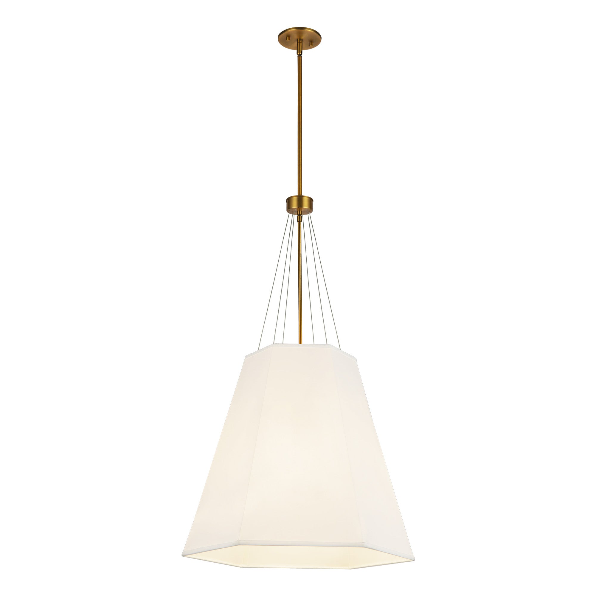 Manila 22-in Aged Gold/White Linen 3 Lights Pendant