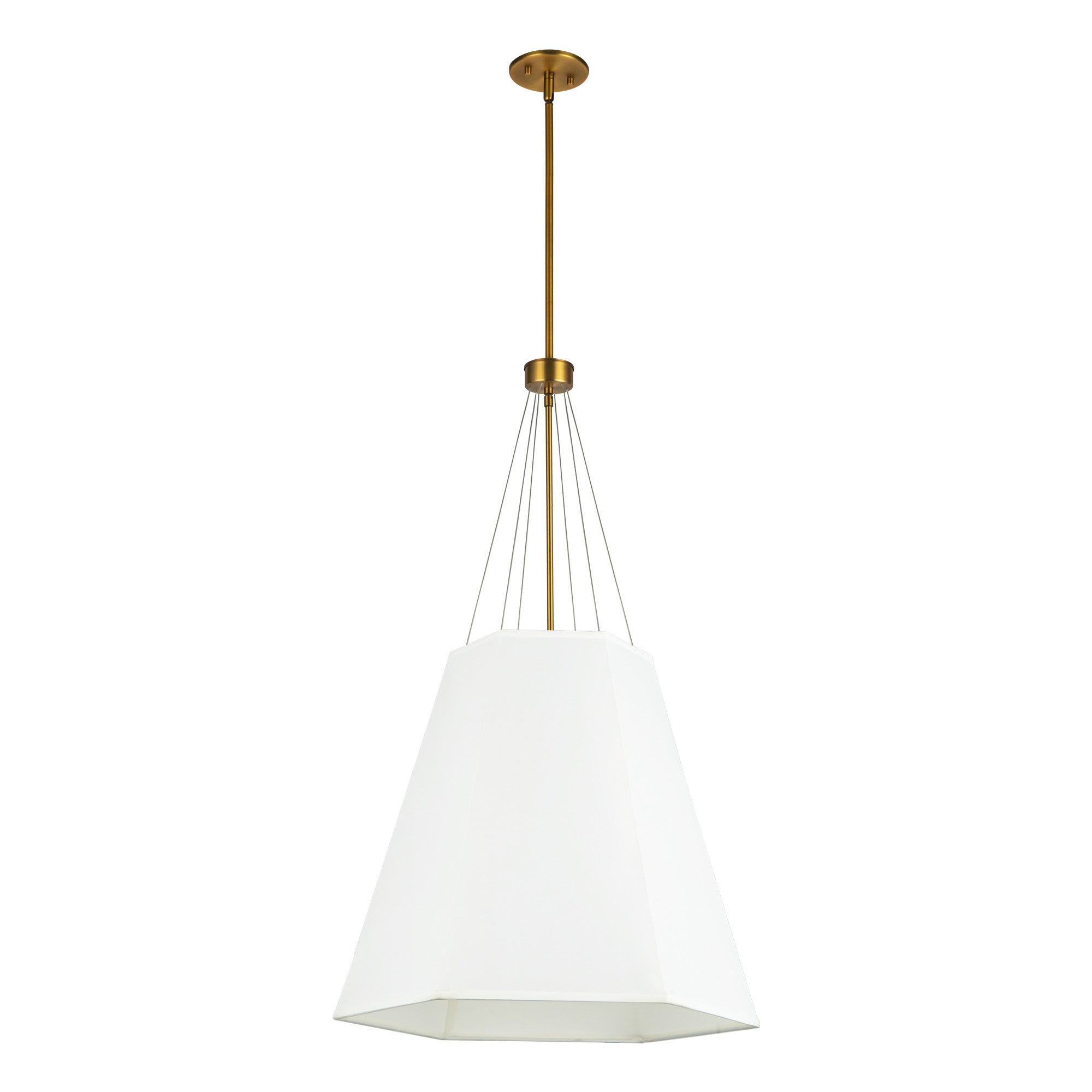 Manila 22-in Aged Gold/White Linen 3 Lights Pendant