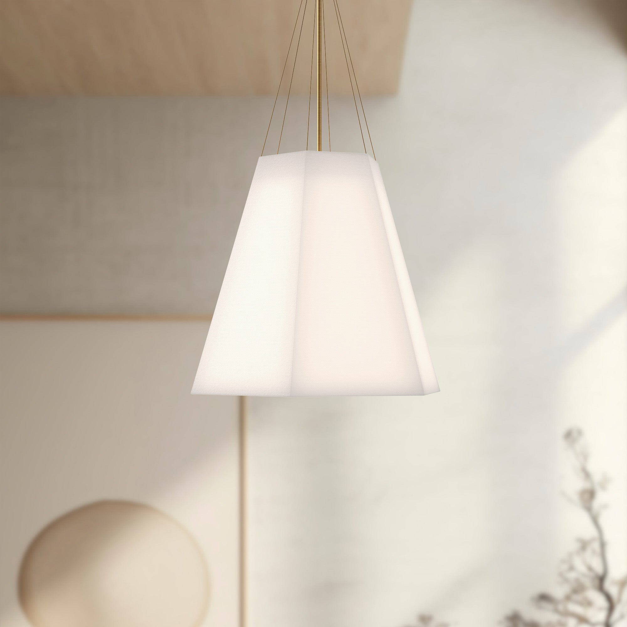 Manila 22-in Aged Gold/White Linen 3 Lights Pendant