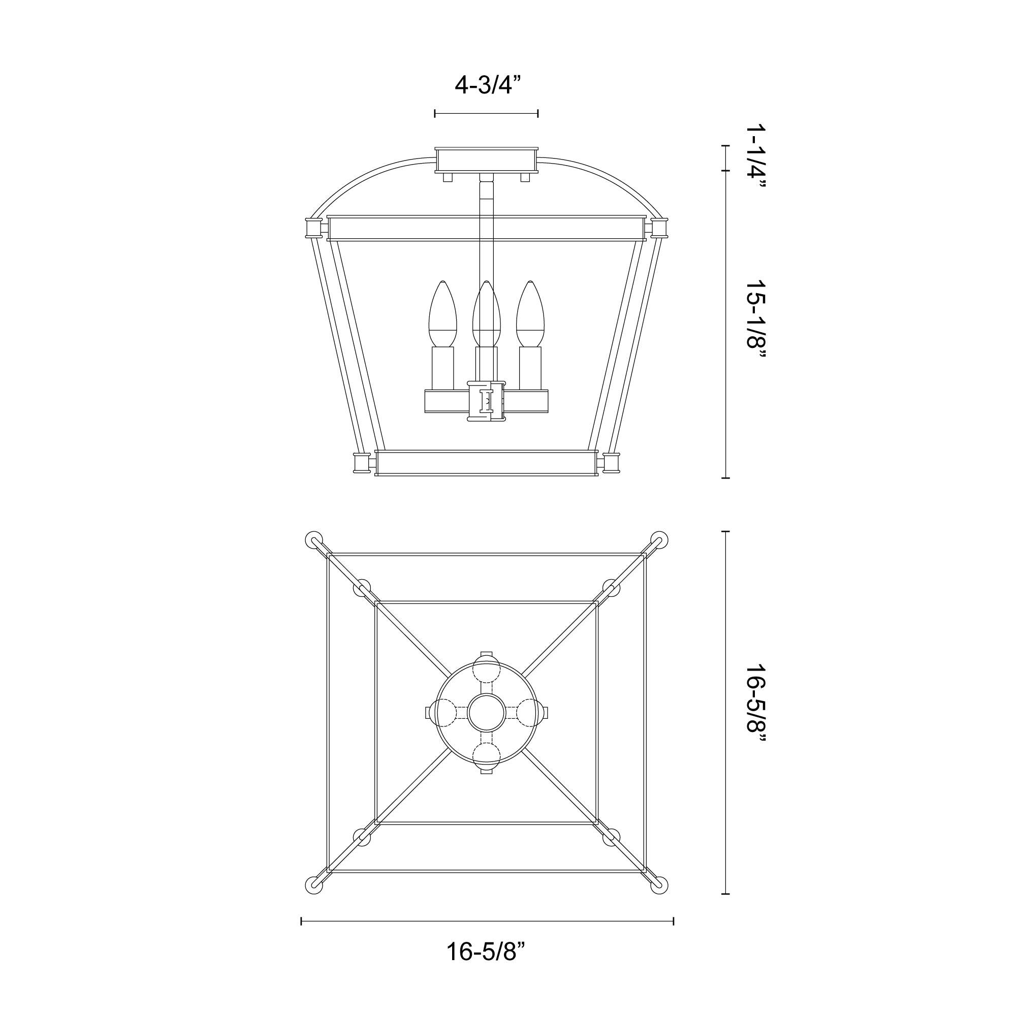 Manor Urban Bronze 4 Lights Semi Flush Mount