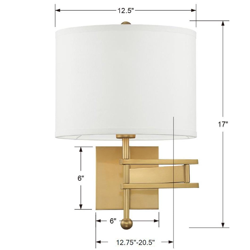 Crystorama Marshall MAR-A8031-AG – 12.5 Inch – 1 Light – Sconce – Aged Brass – Dry Rated