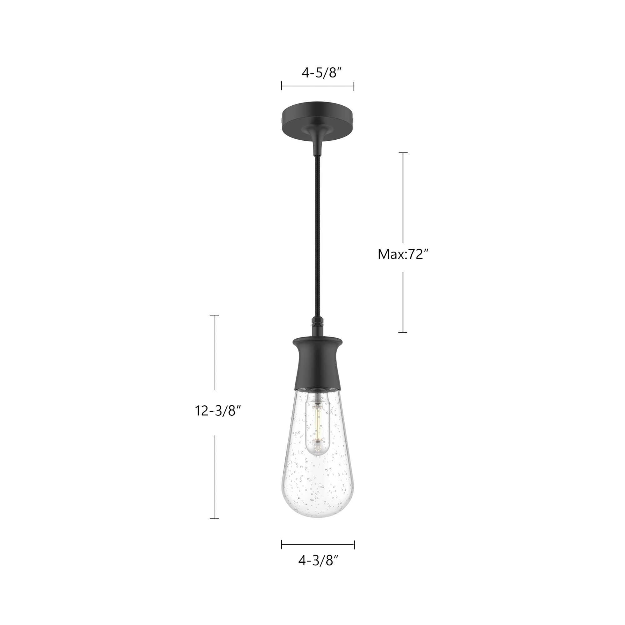 Marcel 4-in Clear Bubble Glass/Textured Black 1 Light Exterior Pendant