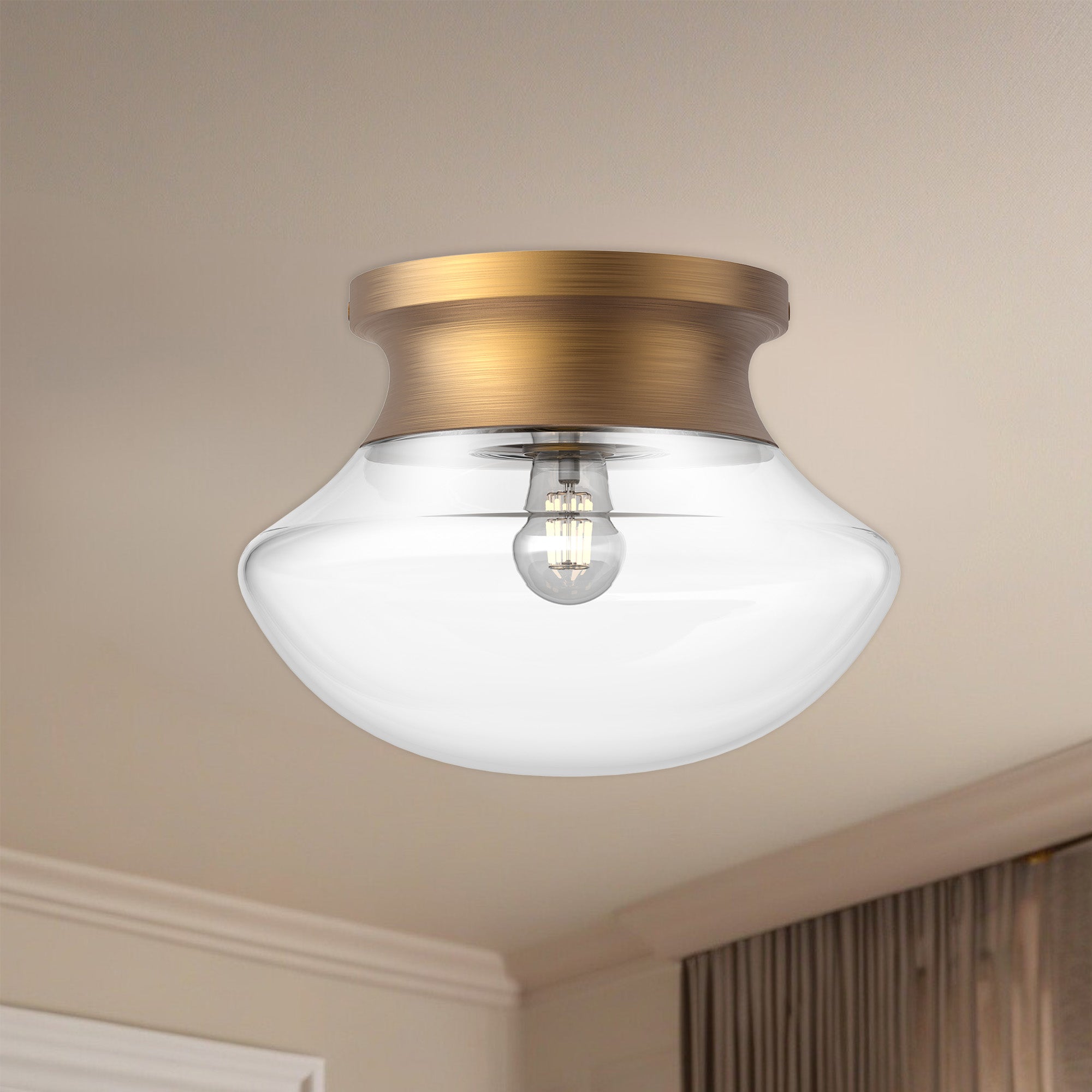 Marcel 11-in Aged Gold 1 Light Flush Mount