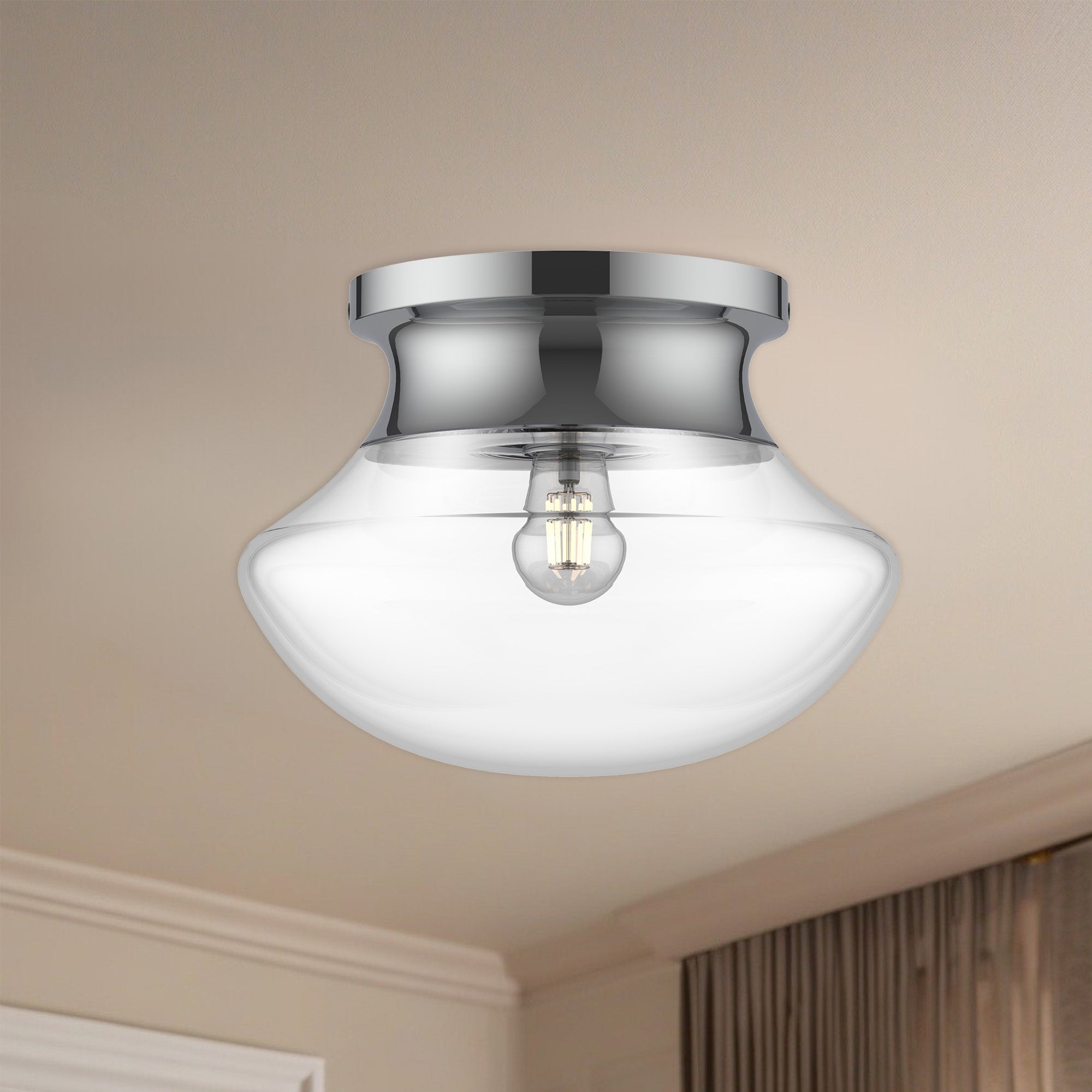 Marcel 11-in Chrome 1 Light Flush Mount