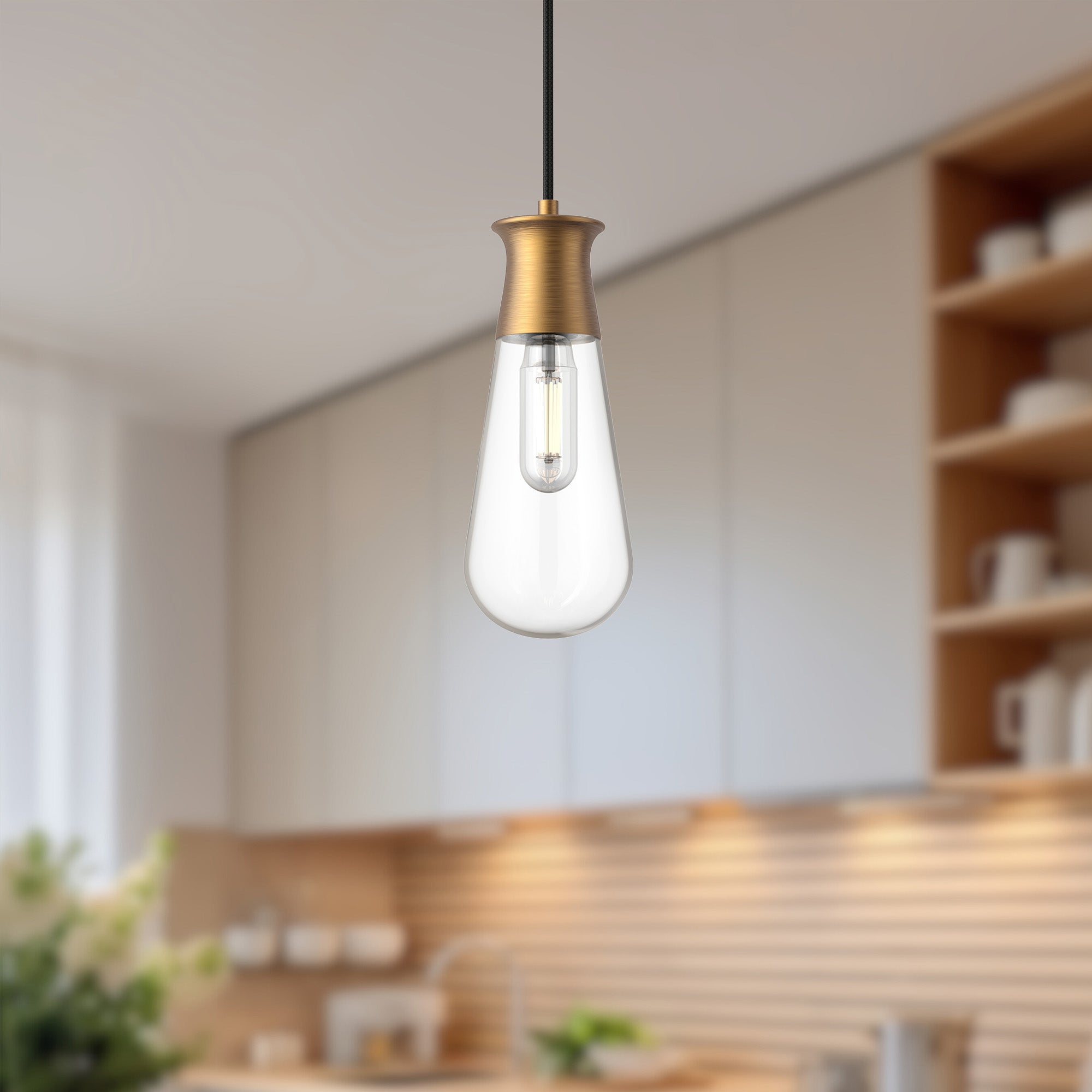 Marcel 4-in Aged Gold 1 Light Pendant