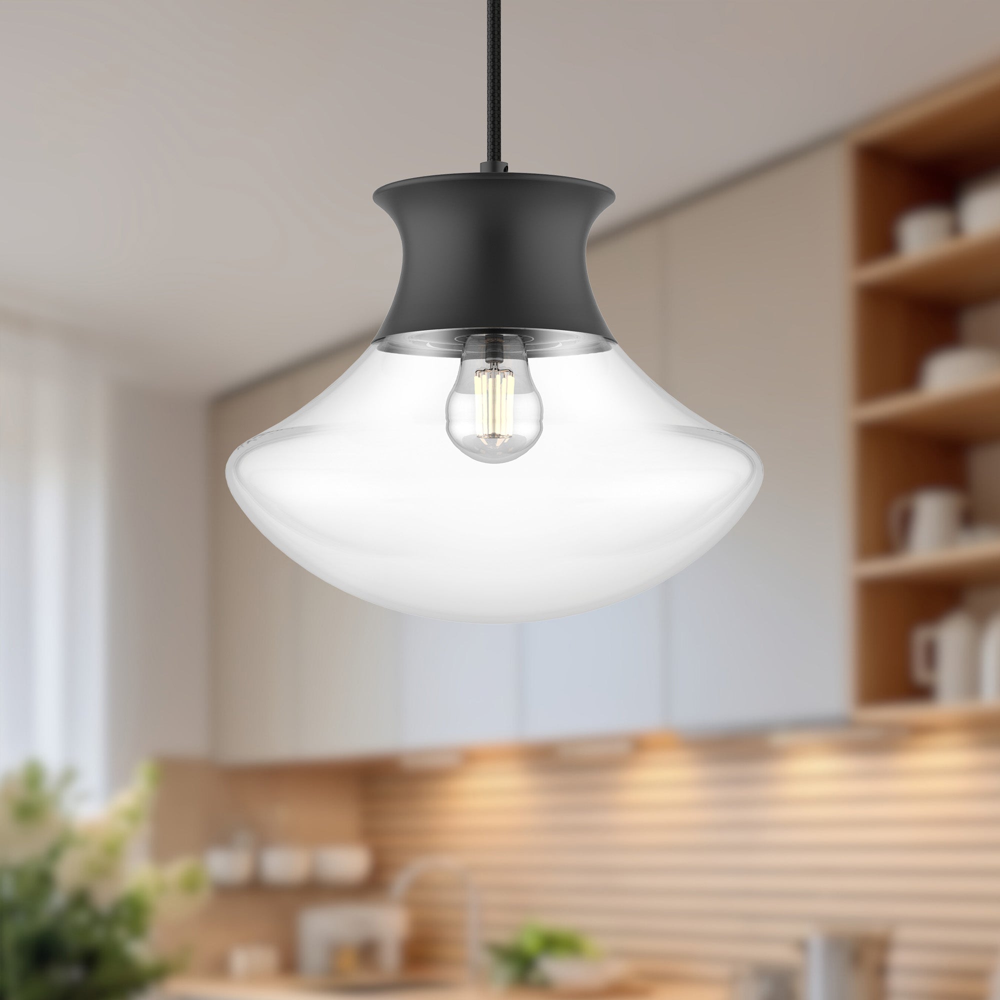 Marcel 11-in Matte Black 1 Light Pendant