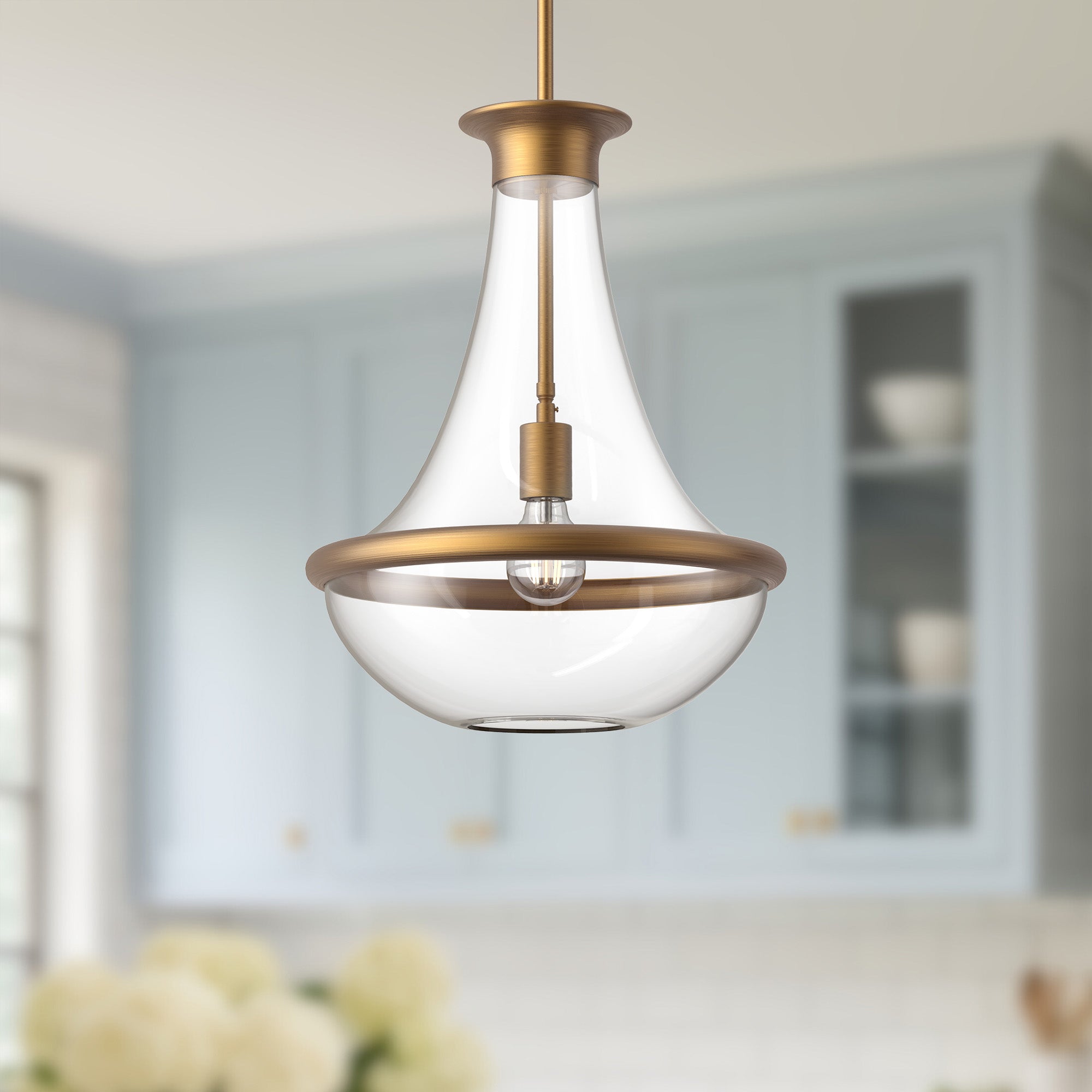 Marcel 10-in Aged Gold 1 Light Pendant