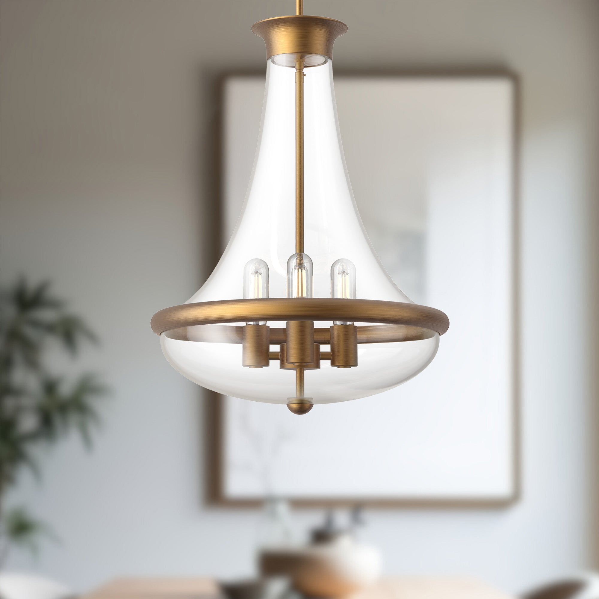 Marcel 18-in Aged Gold 4 Lights Pendant