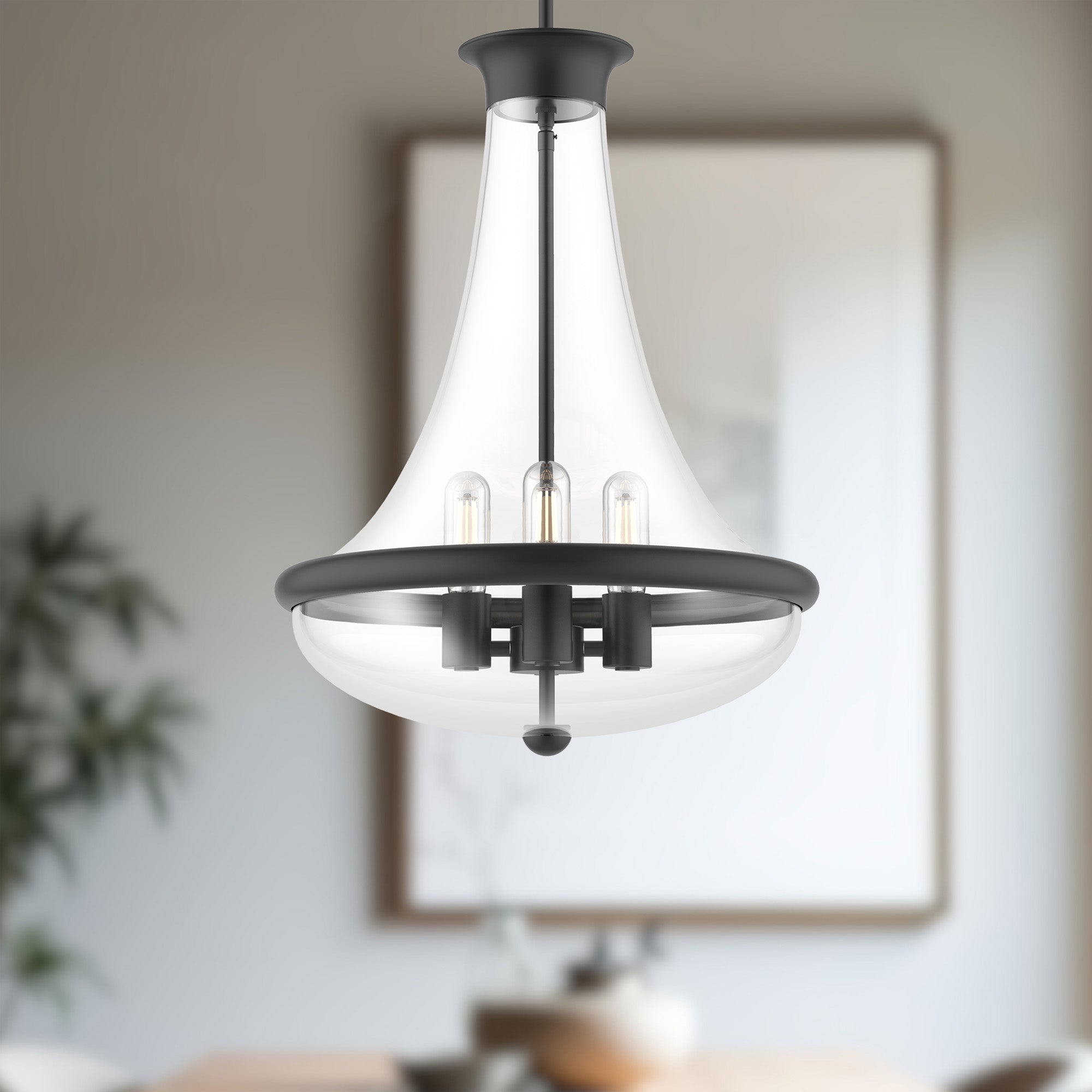 Marcel 18-in Matte Black 4 Lights Pendant