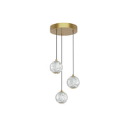 Marni 3 Light Natural Brass LED Multi Pendant