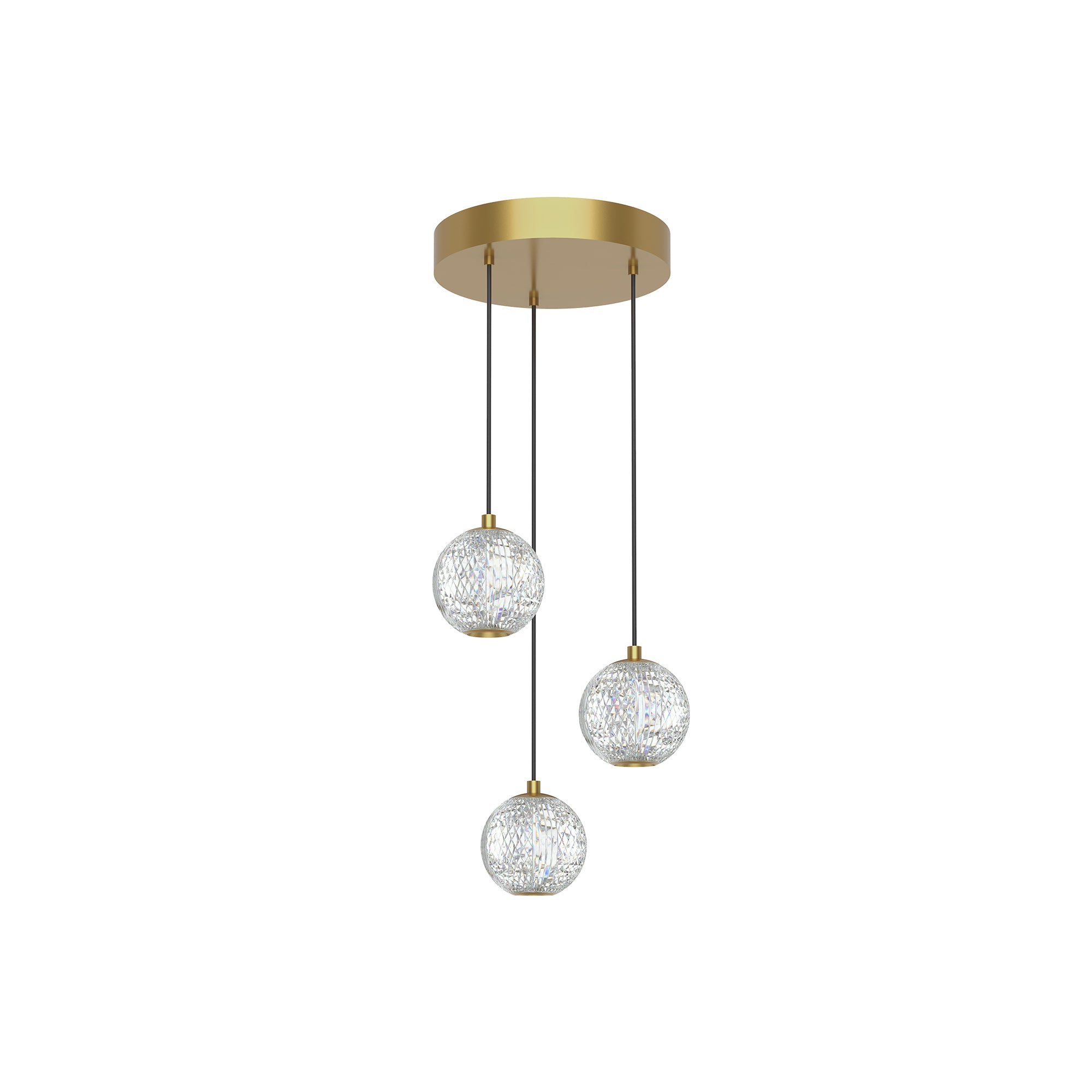 Marni 3 Light Natural Brass LED Multi Pendant
