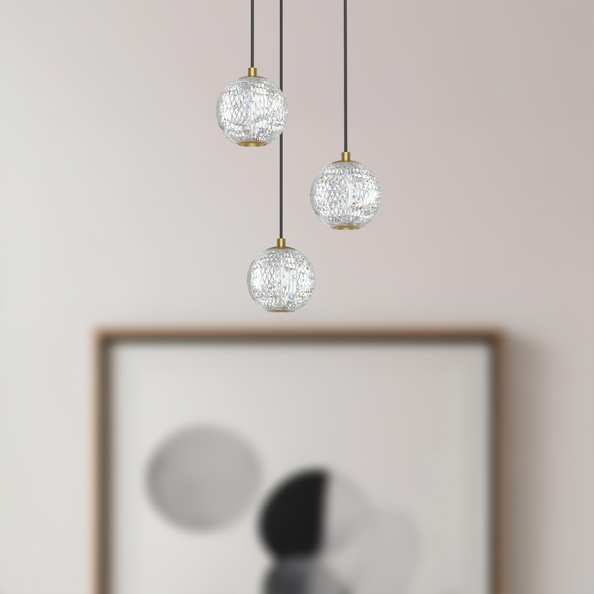 Marni 3 Light Natural Brass LED Multi Pendant
