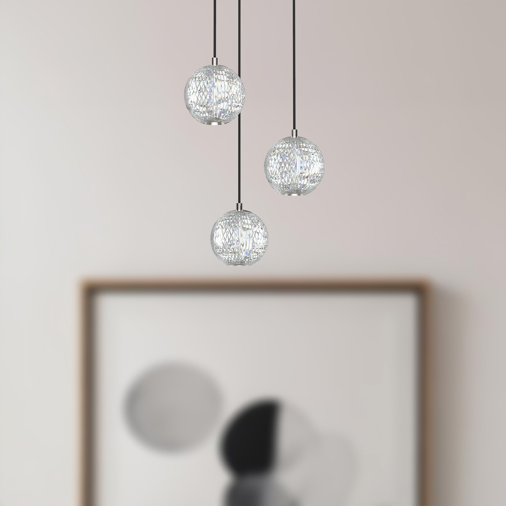 Marni 3 Light Polished Nickel LED Multi Pendant