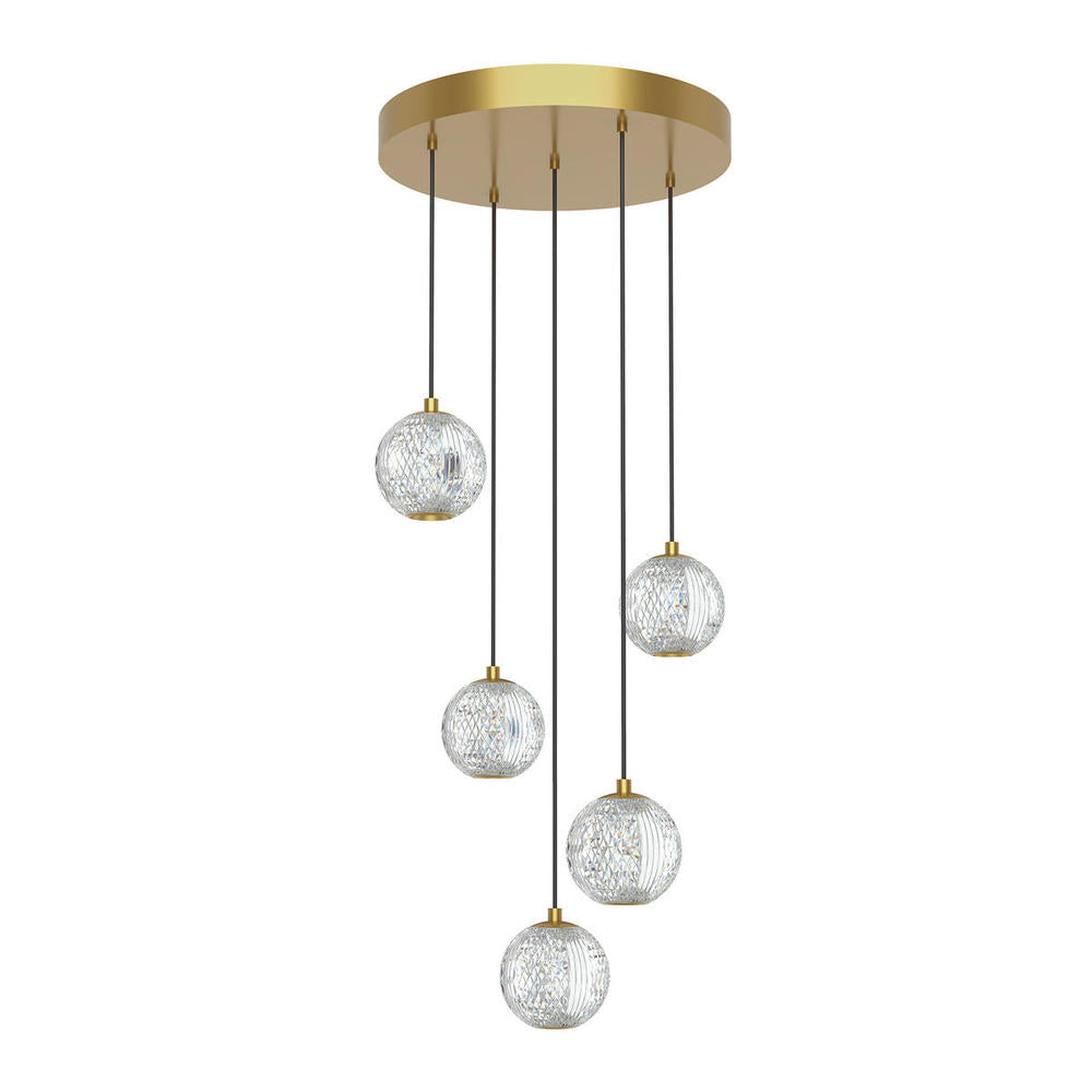 ALORA Lighting MP321205NB Multi Pendant, 5 Light, Natural Brass