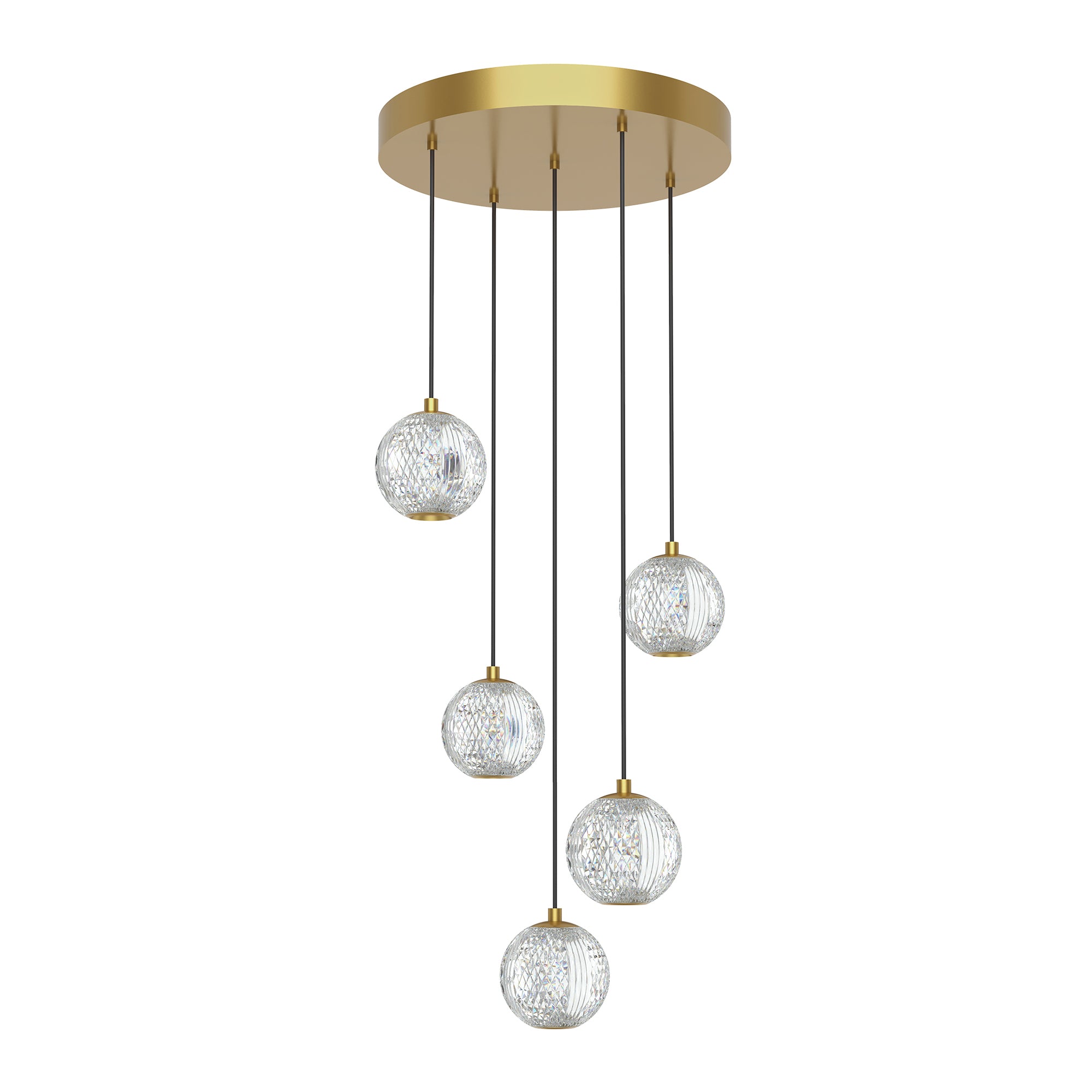 Marni 5 Light Natural Brass LED Multi Pendant
