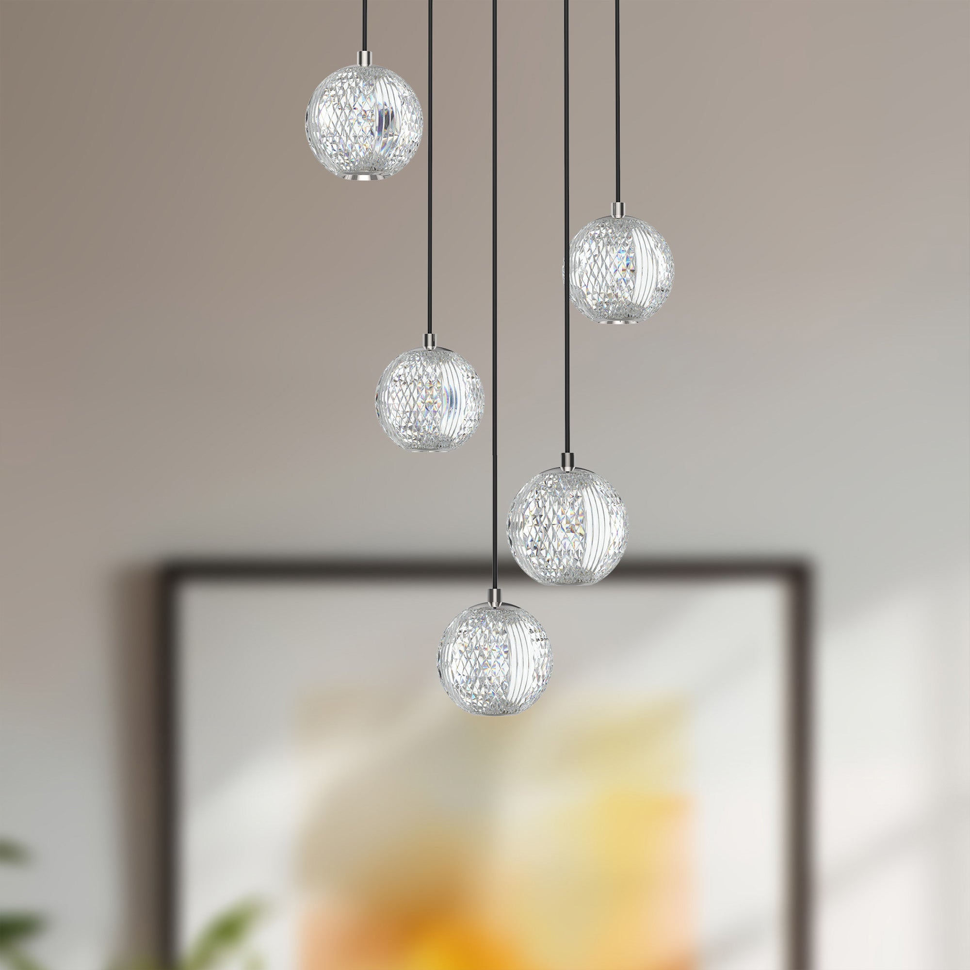 Marni 5 Light Polished Nickel LED Multi Pendant