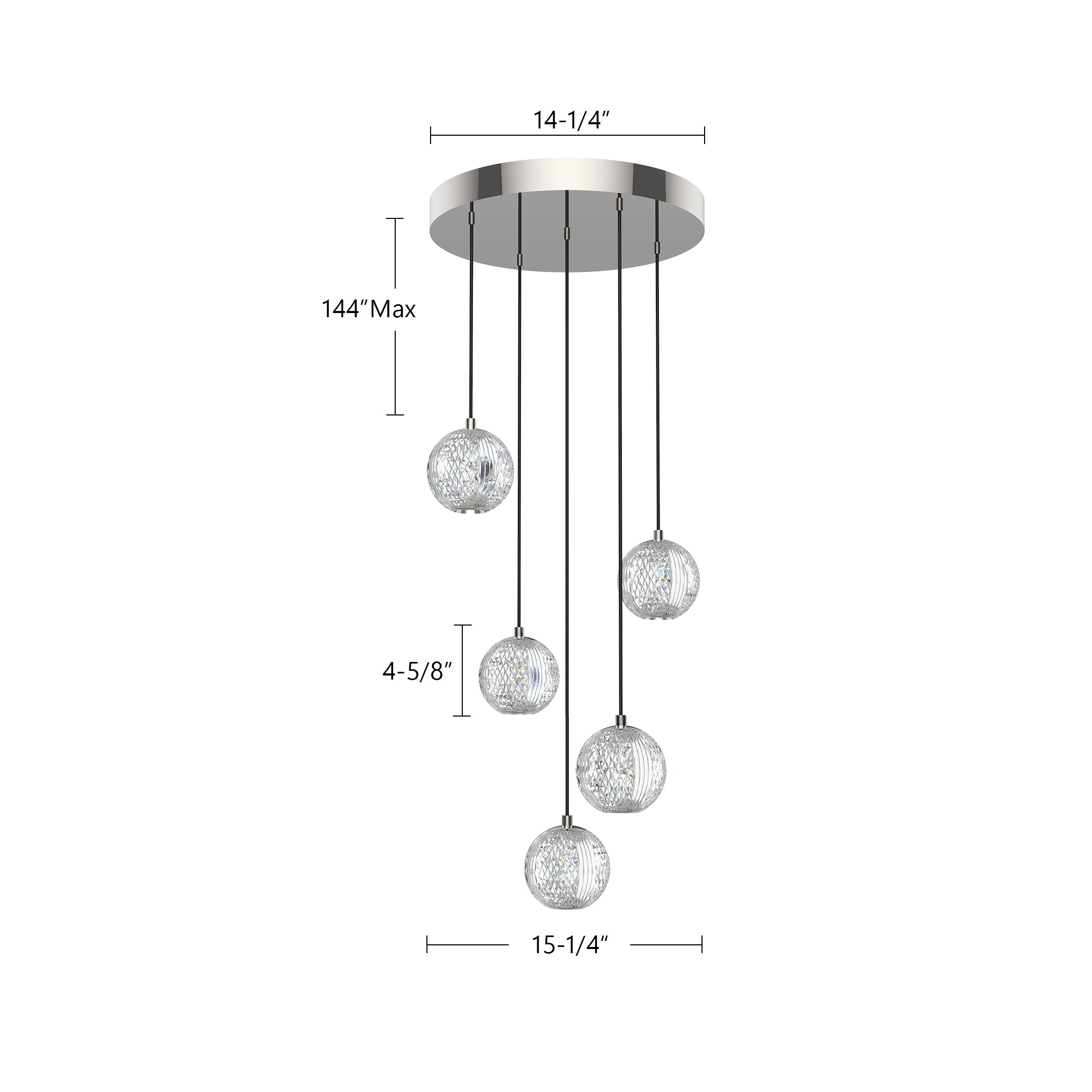 Marni 5 Light Polished Nickel LED Multi Pendant