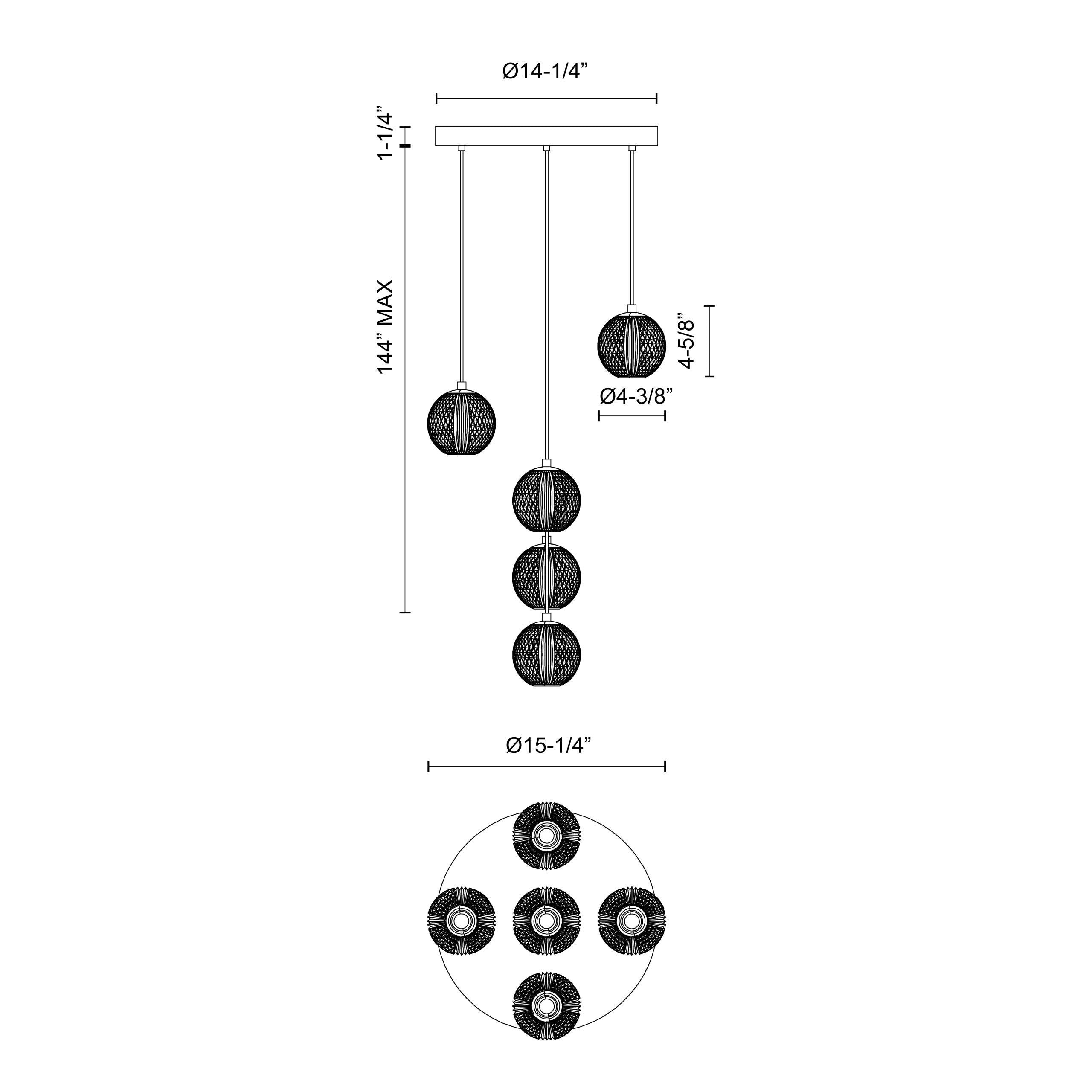 Marni 5 Light Polished Nickel LED Multi Pendant