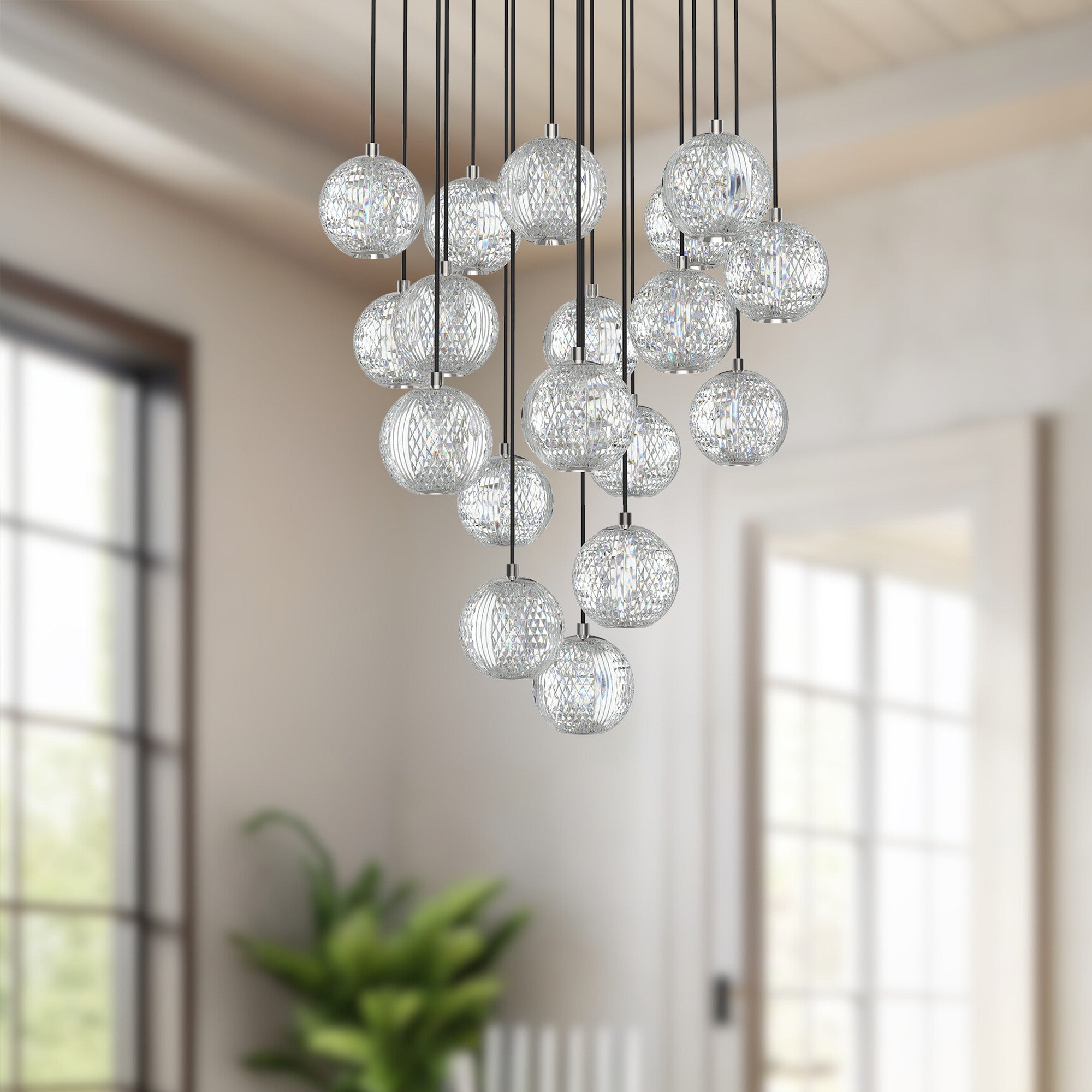 Marni 18 Light Polished Nickel LED Multi Pendant