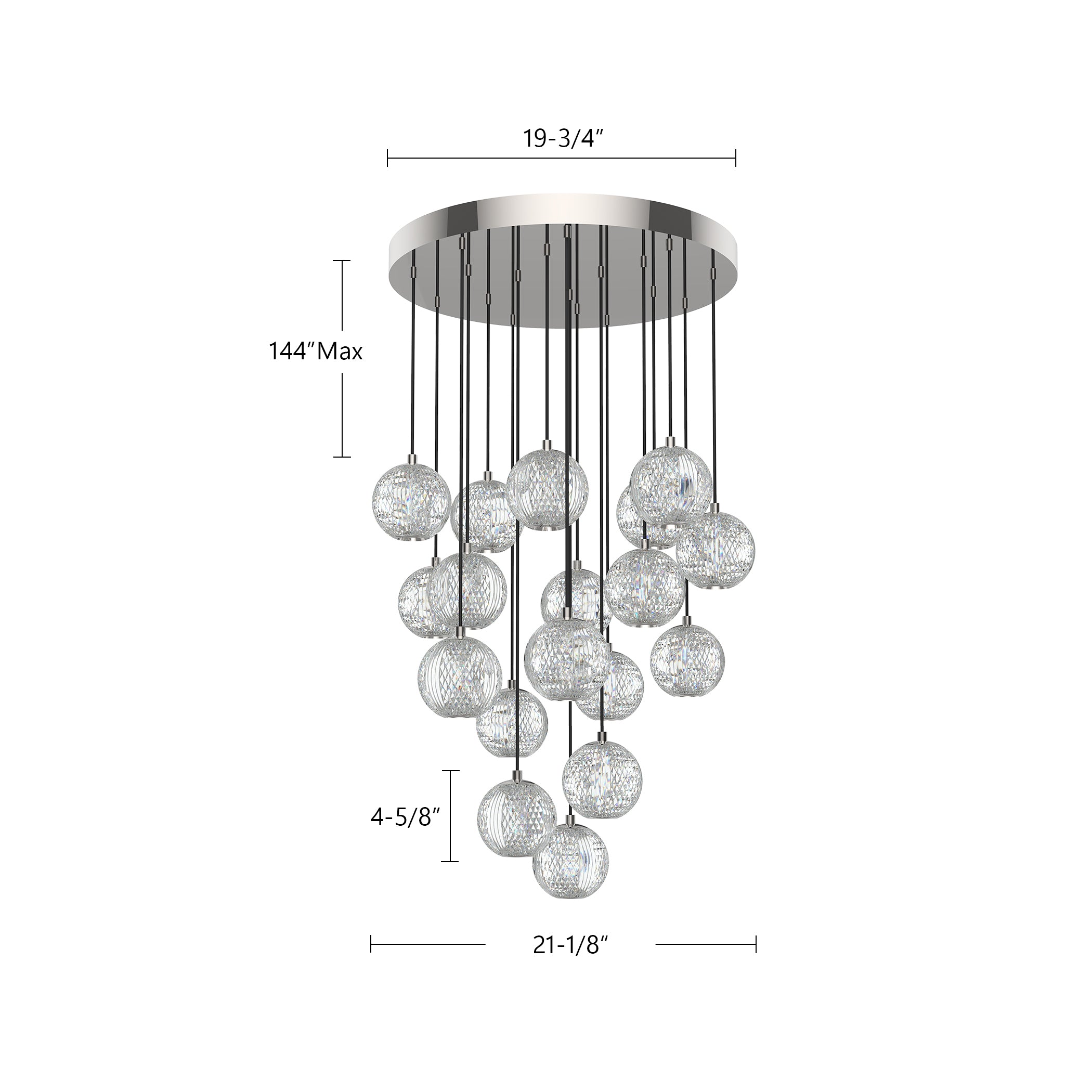 Marni 18 Light Polished Nickel LED Multi Pendant