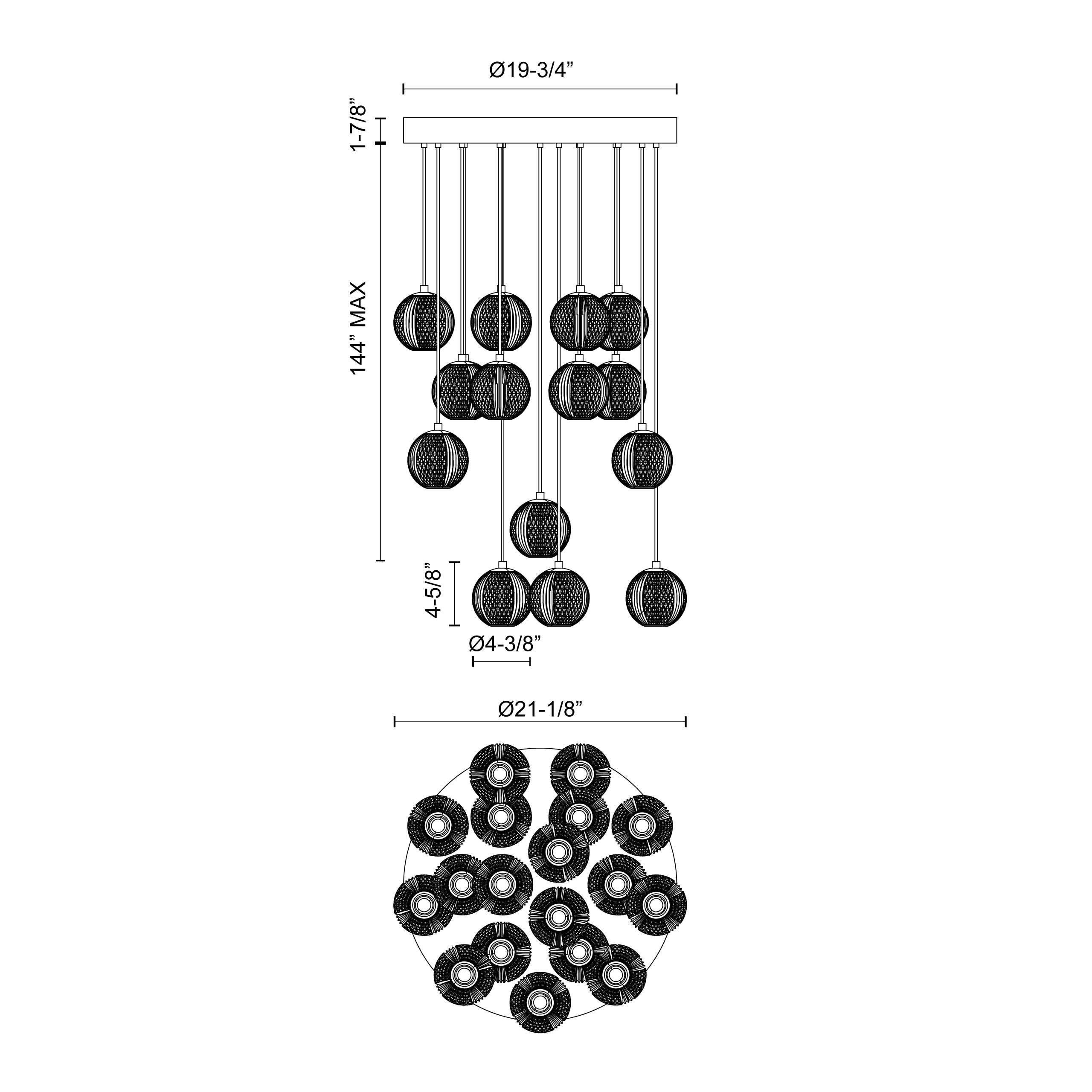 Marni 18 Light Polished Nickel LED Multi Pendant