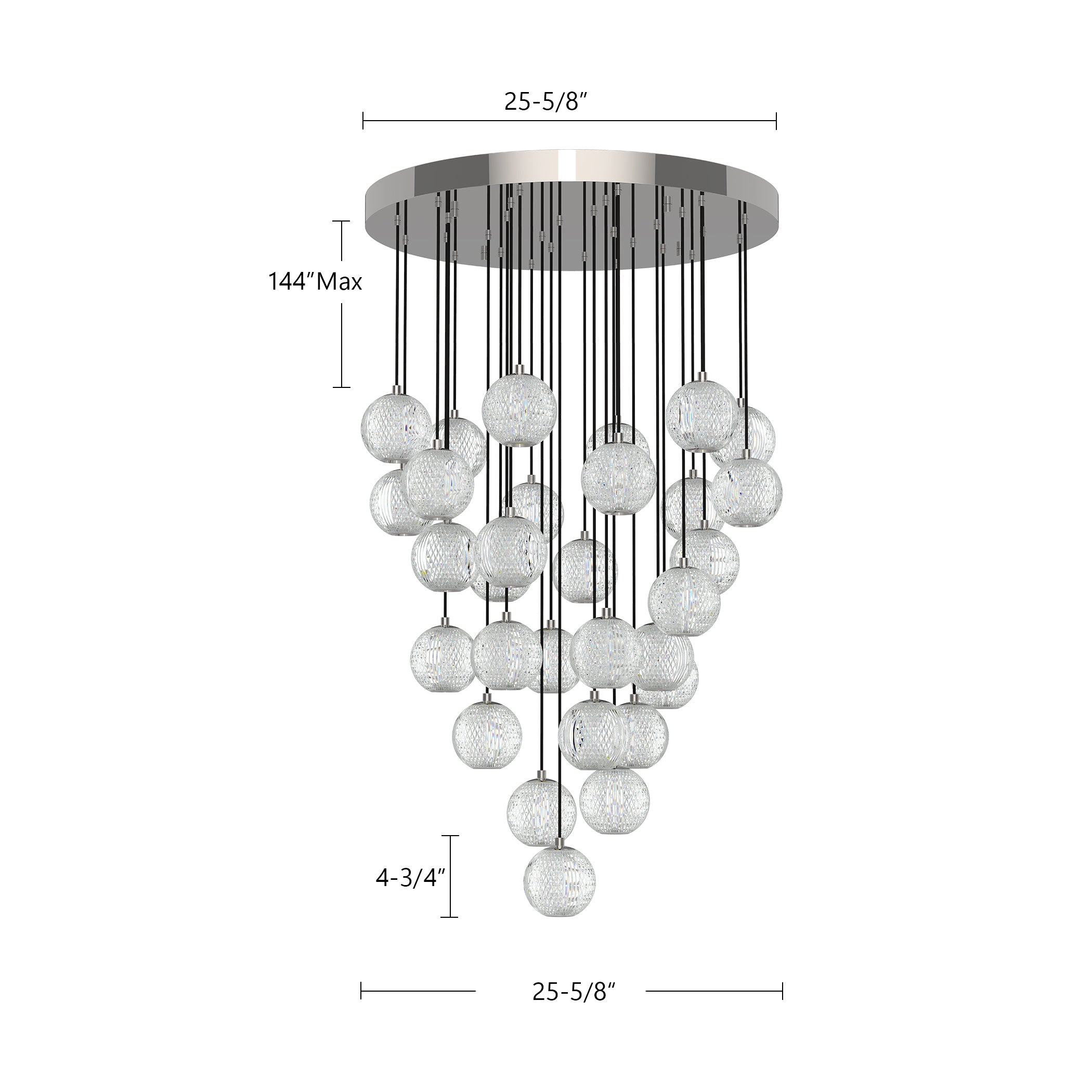Marni 30 Light Polished Nickel LED Multi Pendant