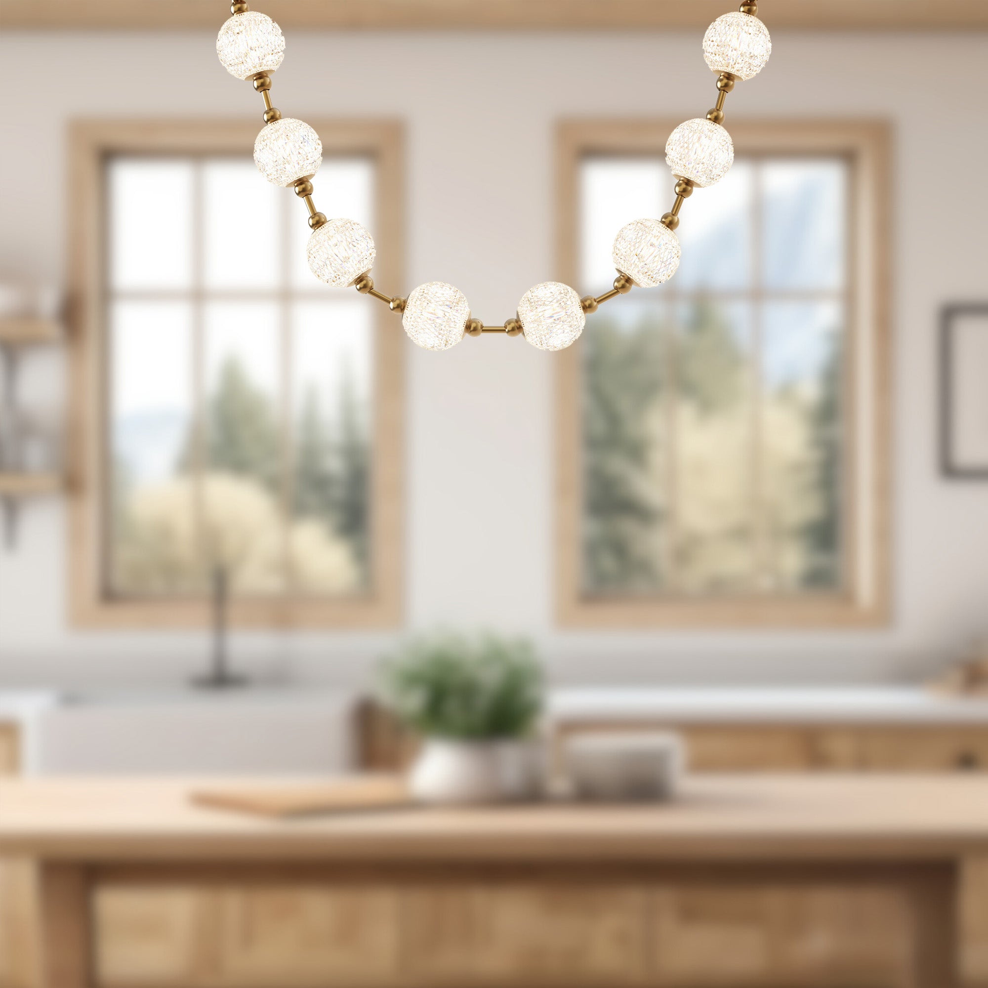 Marni 5-ft Natural Brass LED Pendant