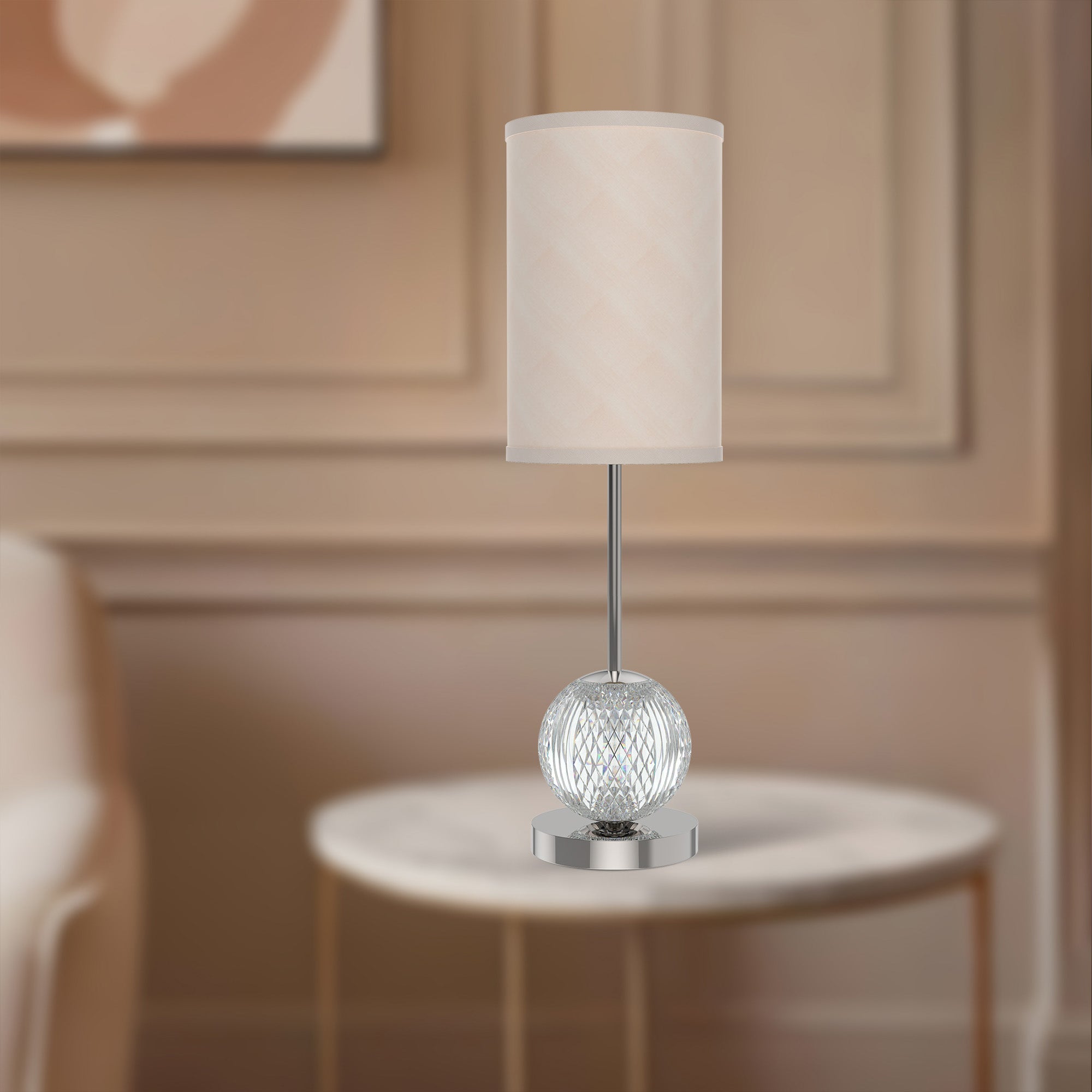 Marni 21-in Polished Nickel/White Linen LED Table Lamp