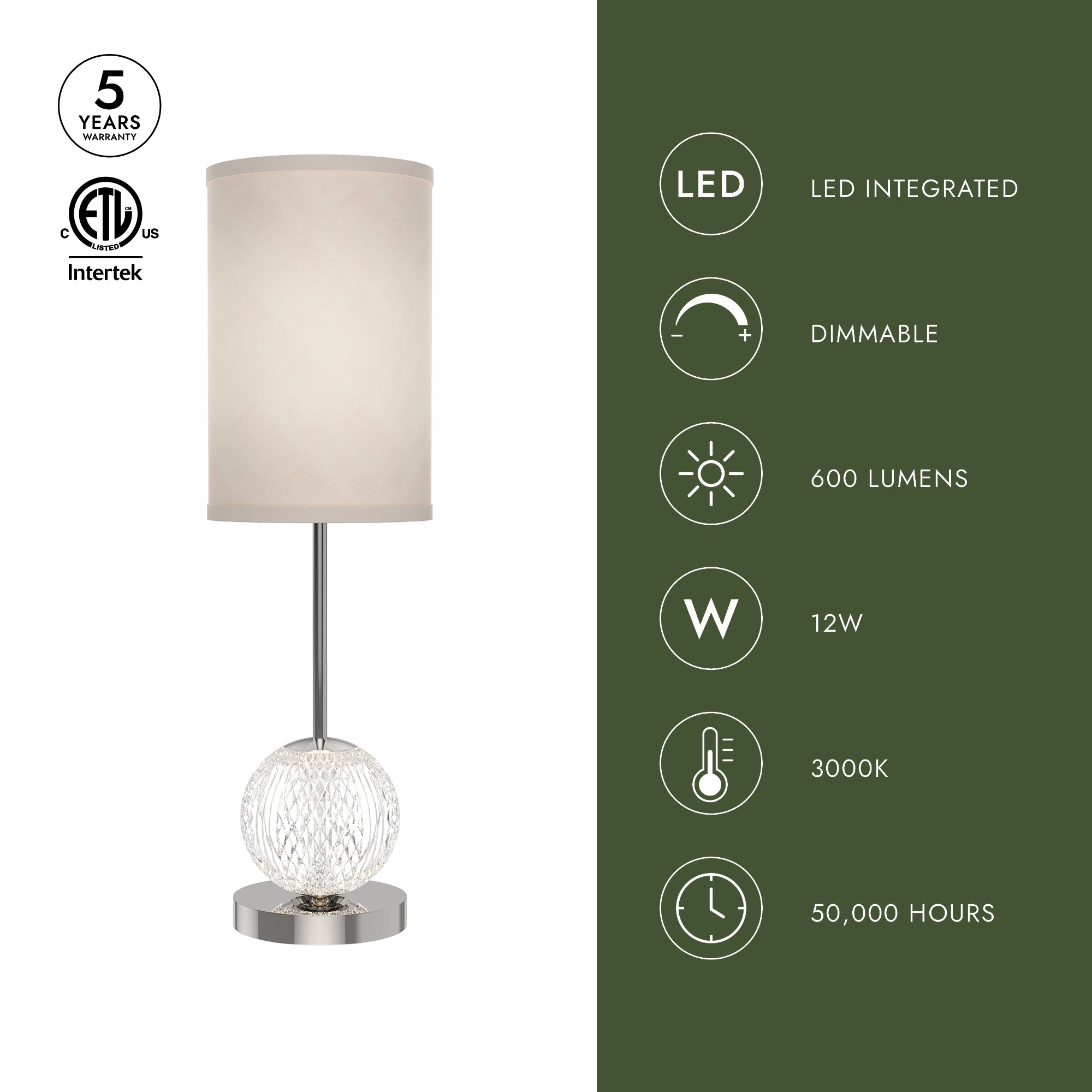 Marni 21-in Natural Brass/White Linen LED Table Lamp