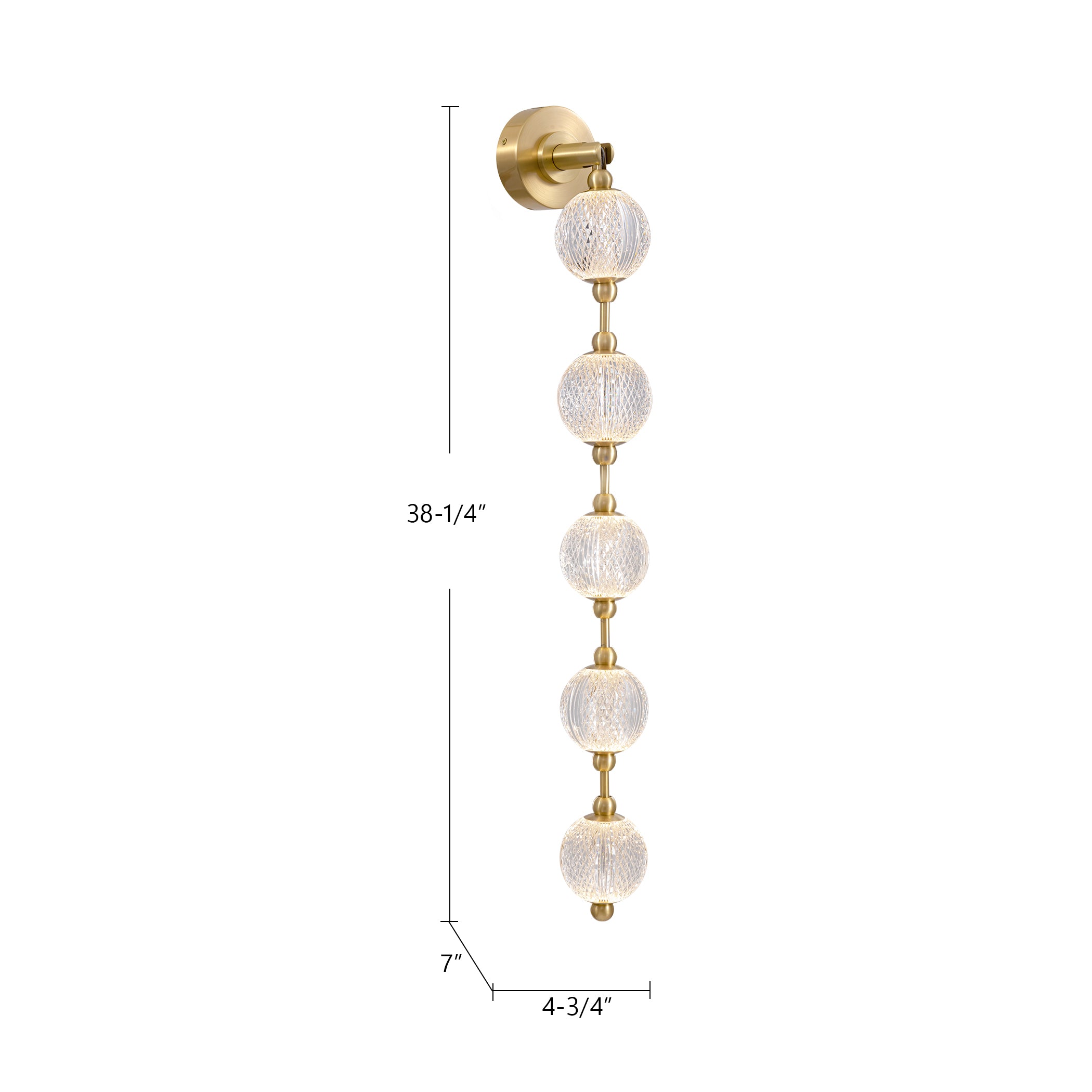 Marni 38-in Natural Brass LED Wall Vanity